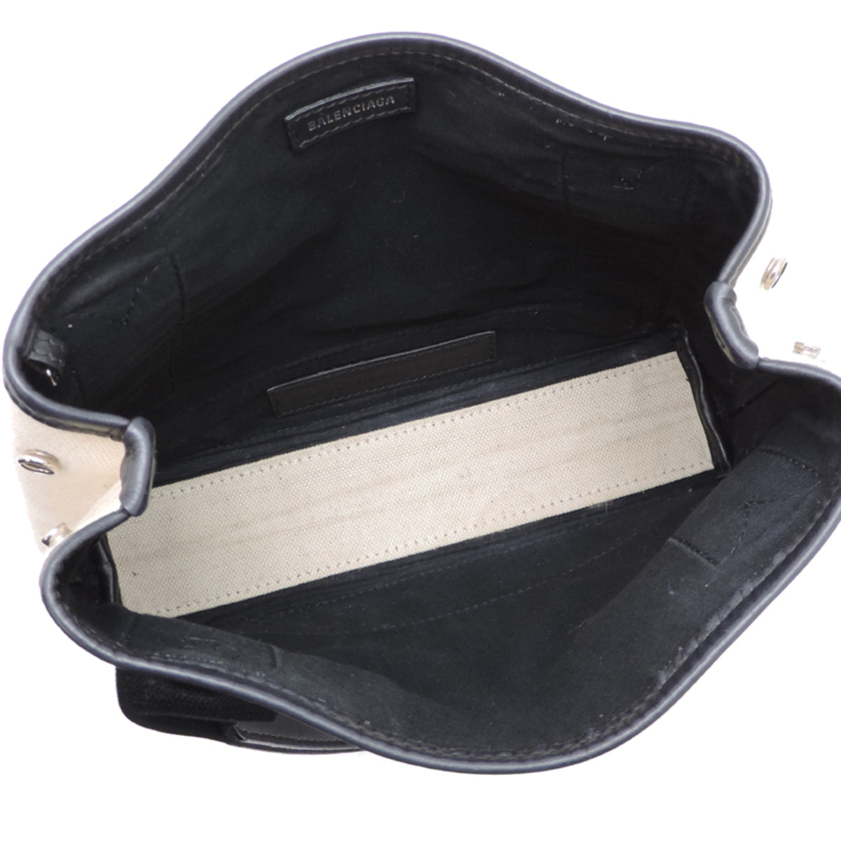 Balenciaga Black White Canvas Leather Handbag Pouch (Pre-Owned)