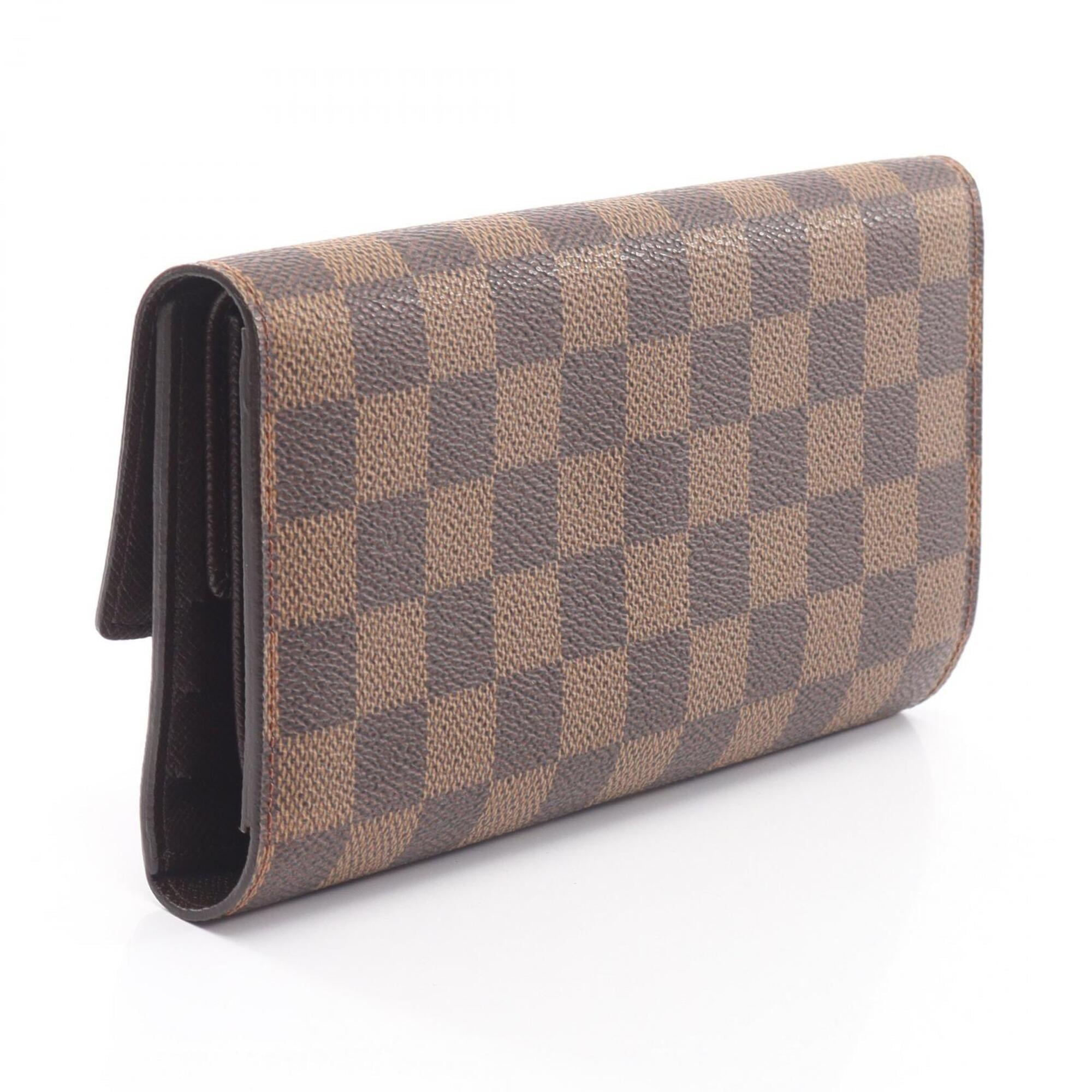 Louis Vuitton Damier Brown Ebene Leather Pvc Long Wallet (Tri-Fold) (Pre-Owned)