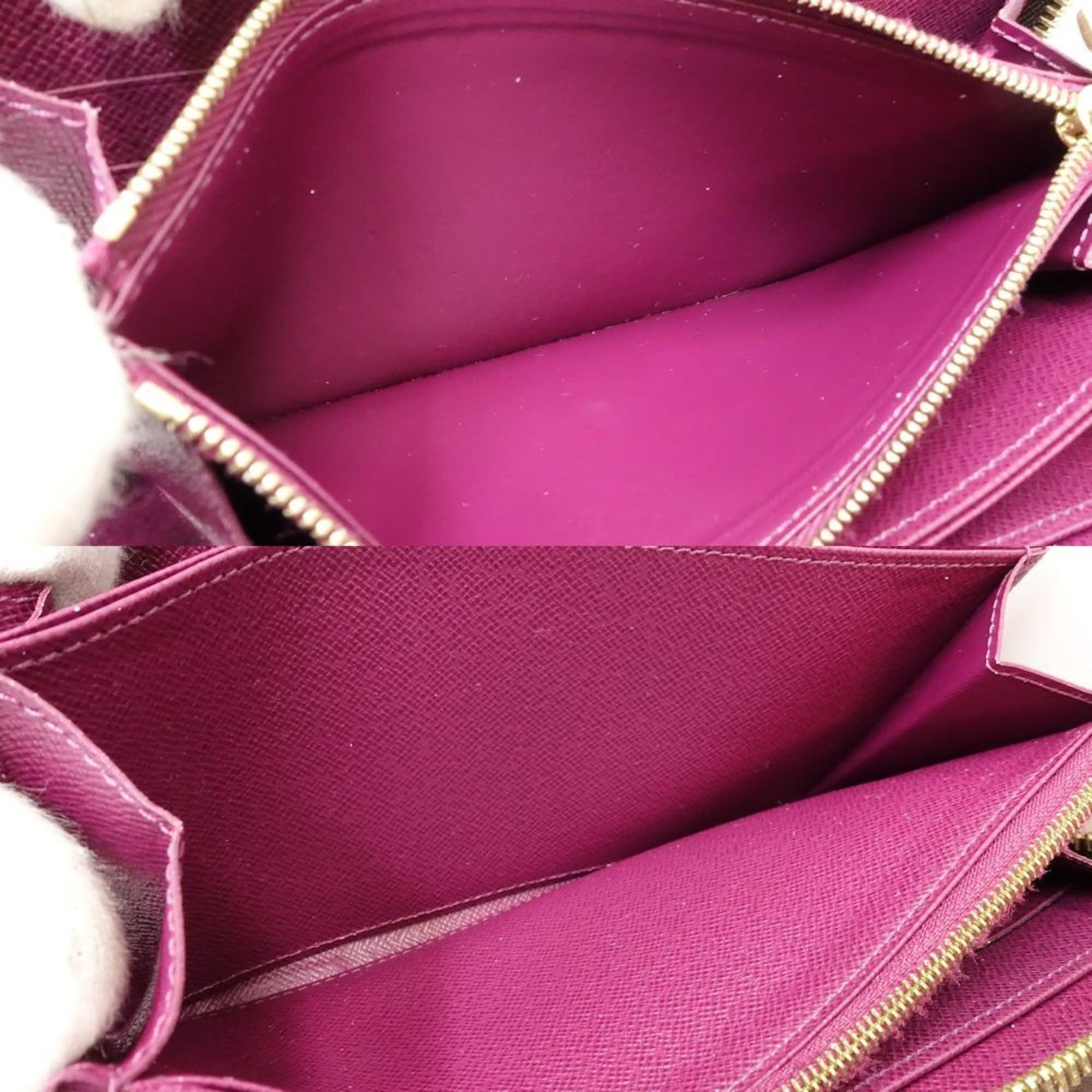 Louis Vuitton Brown Magenta Canvas Long Wallet (Bi-Fold) (Pre-Owned)