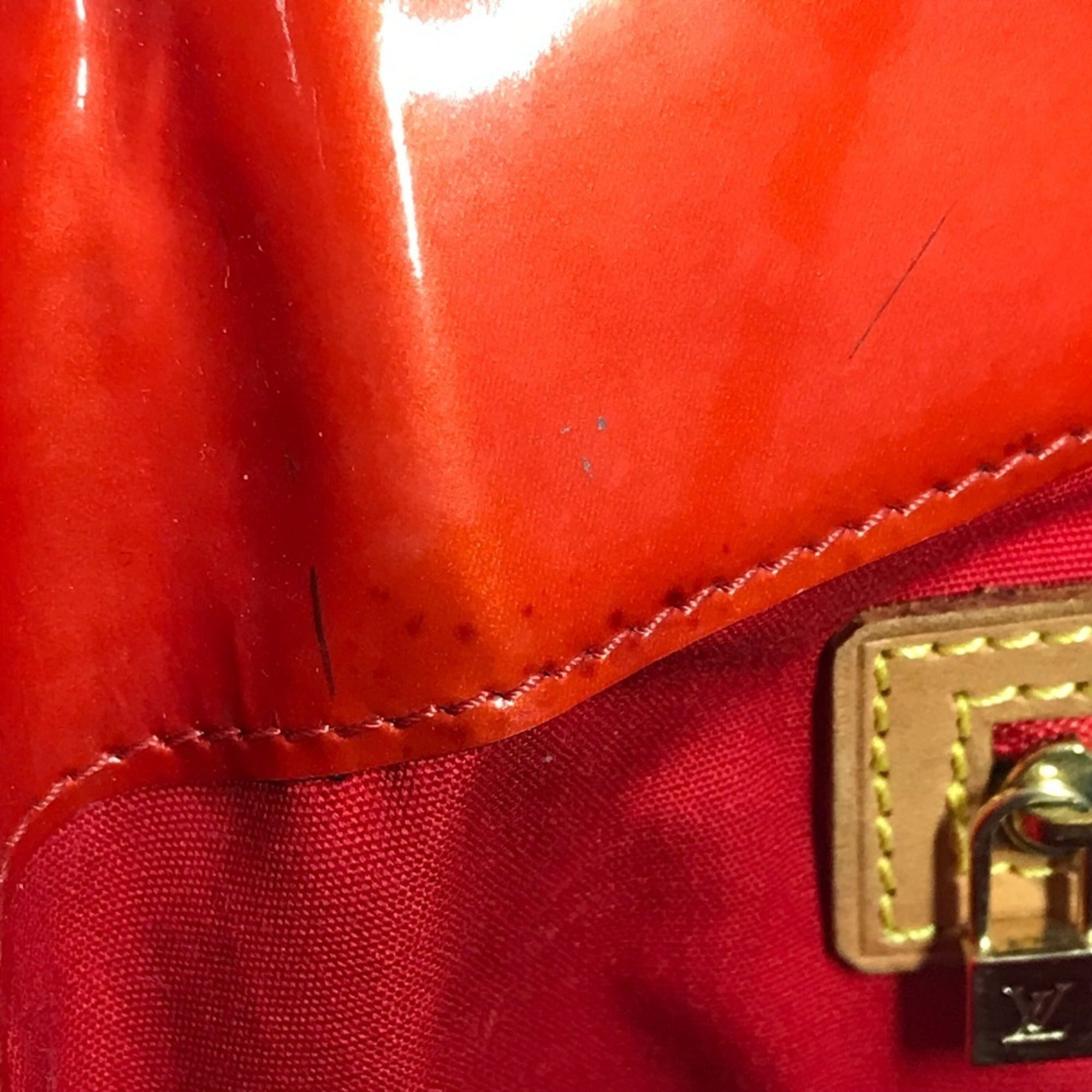 Louis Vuitton Red Color Rouge Monogram Vernis Shoulder Bag Tote Bag (Pre-Owned)