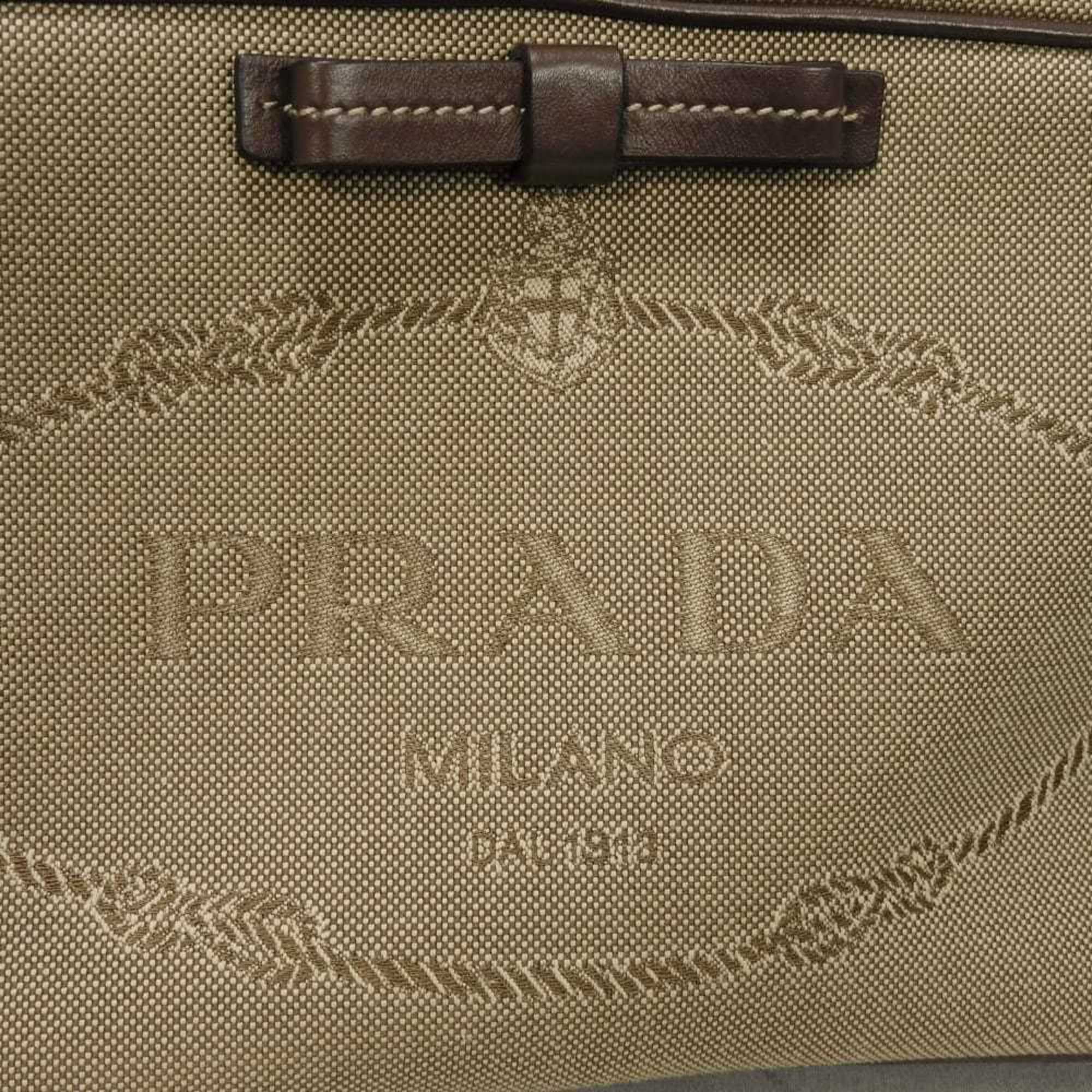 Prada Brown Jacquard Canvas Leather Shoulder Bag (Pre-Owned)