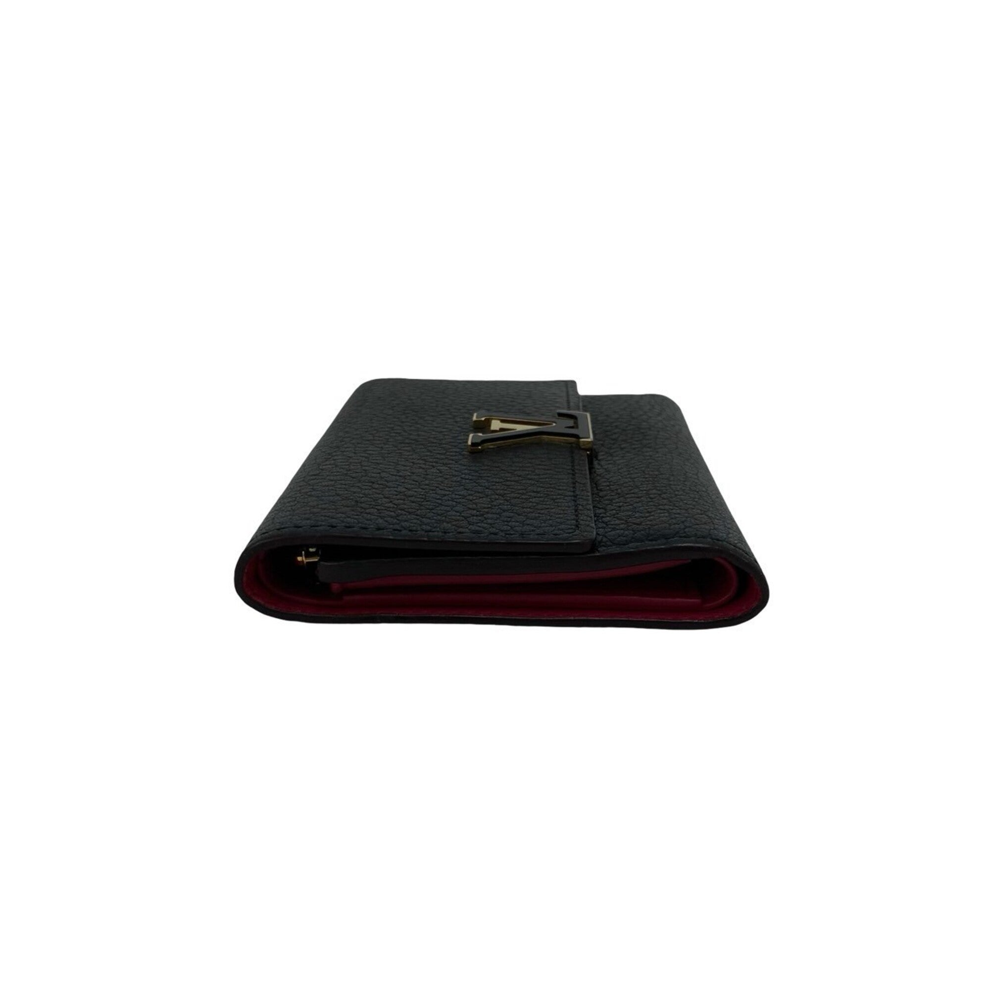 Louis Vuitton Black Leather Wallet (Tri-Fold) (Pre-Owned)