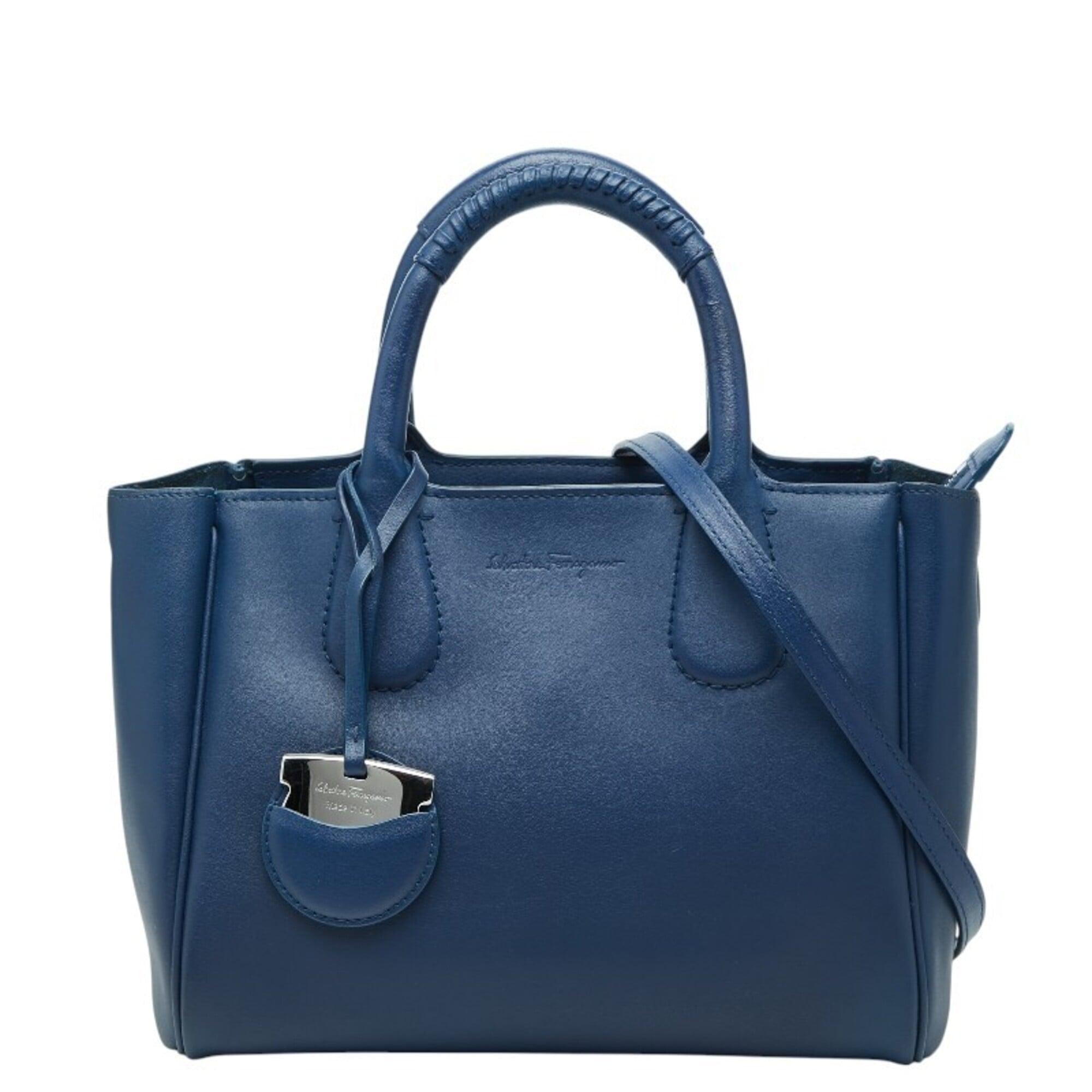 Salvatore Ferragamo Blue Leather Handbag Shoulder Bag (Pre-Owned)