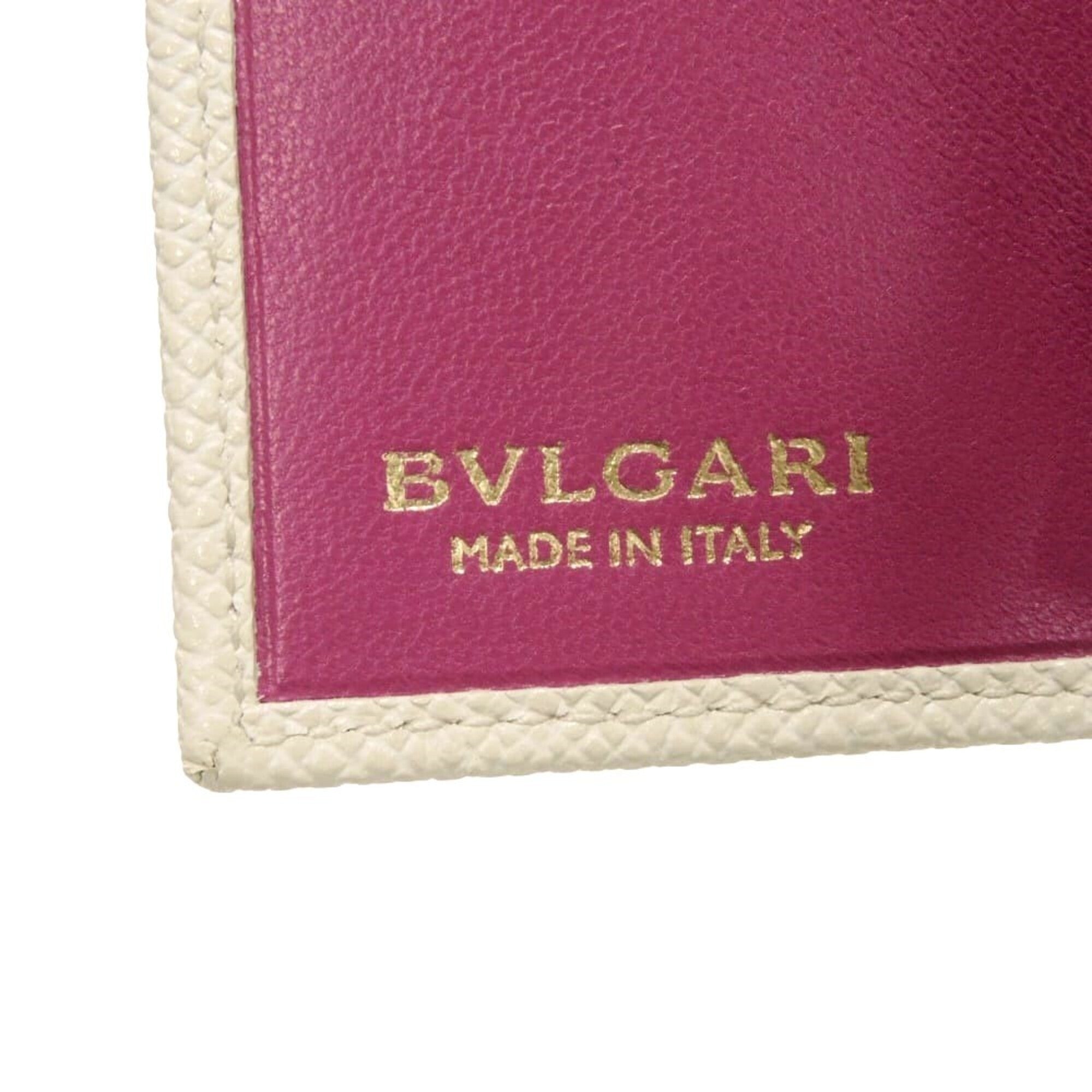 Bvlgari White Leather Wallet (Tri-Fold) (Pre-Owned)
