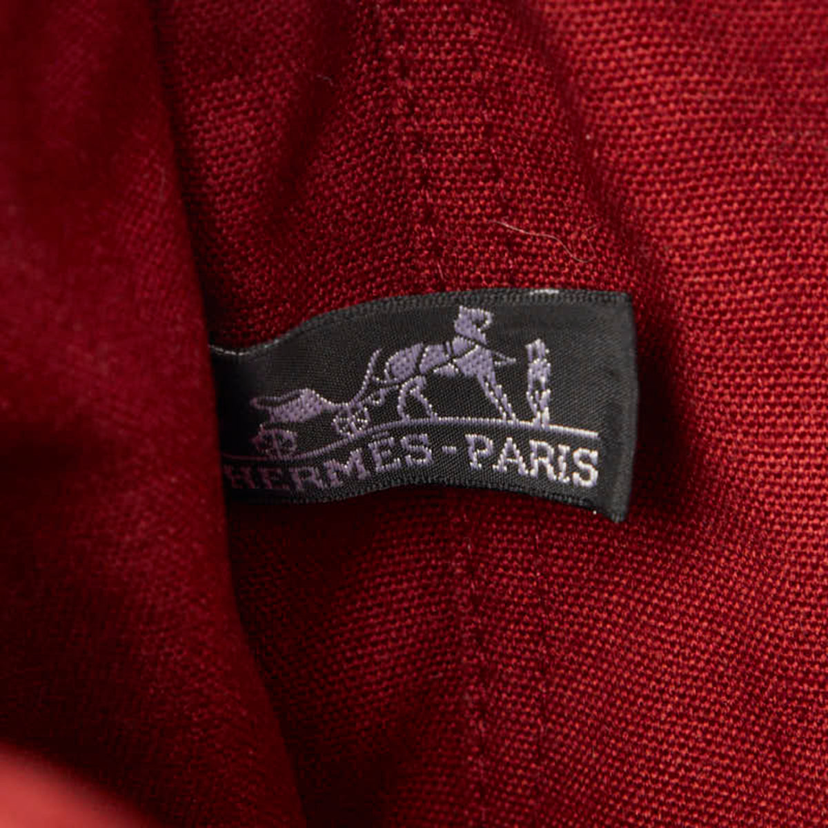 Hermes Fourre Tout Red Color Canvas Handbag (Pre-Owned)