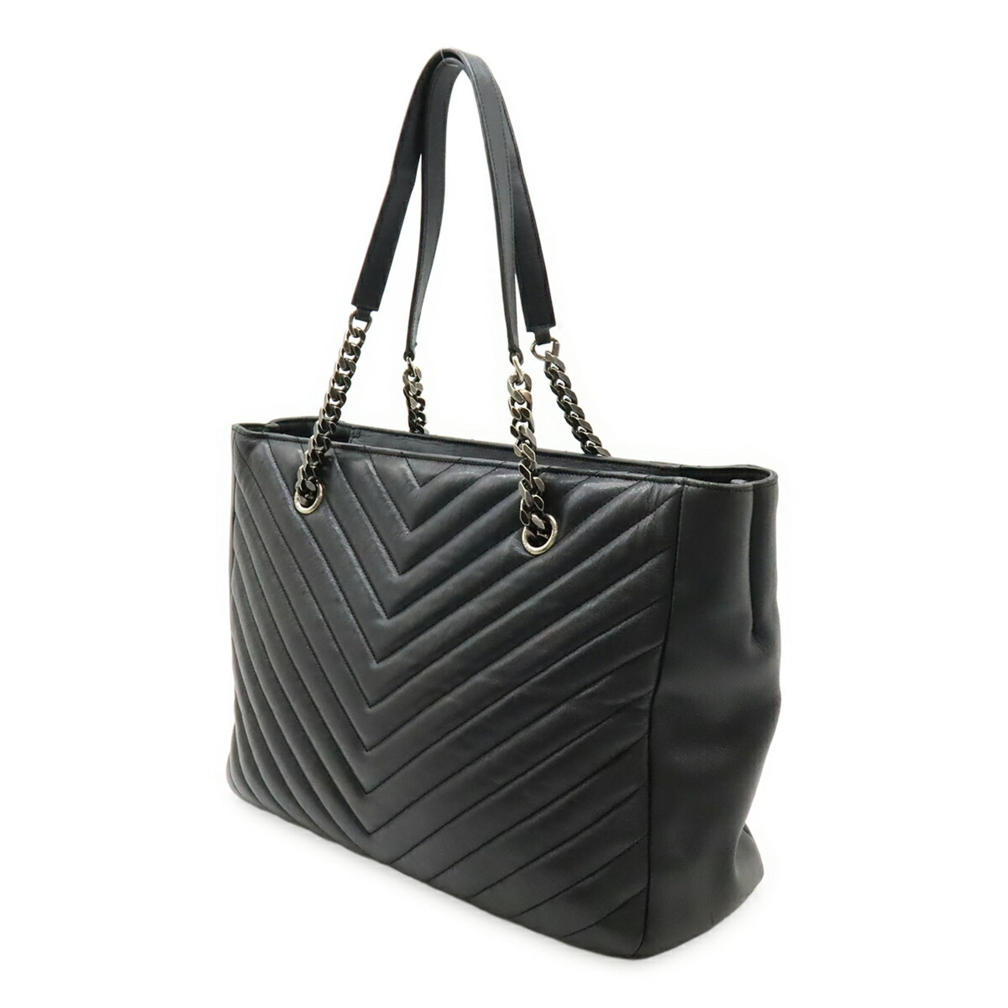 Yves Saint Laurent Black Leather Shoulder Bag Tote Bag (Pre-Owned)