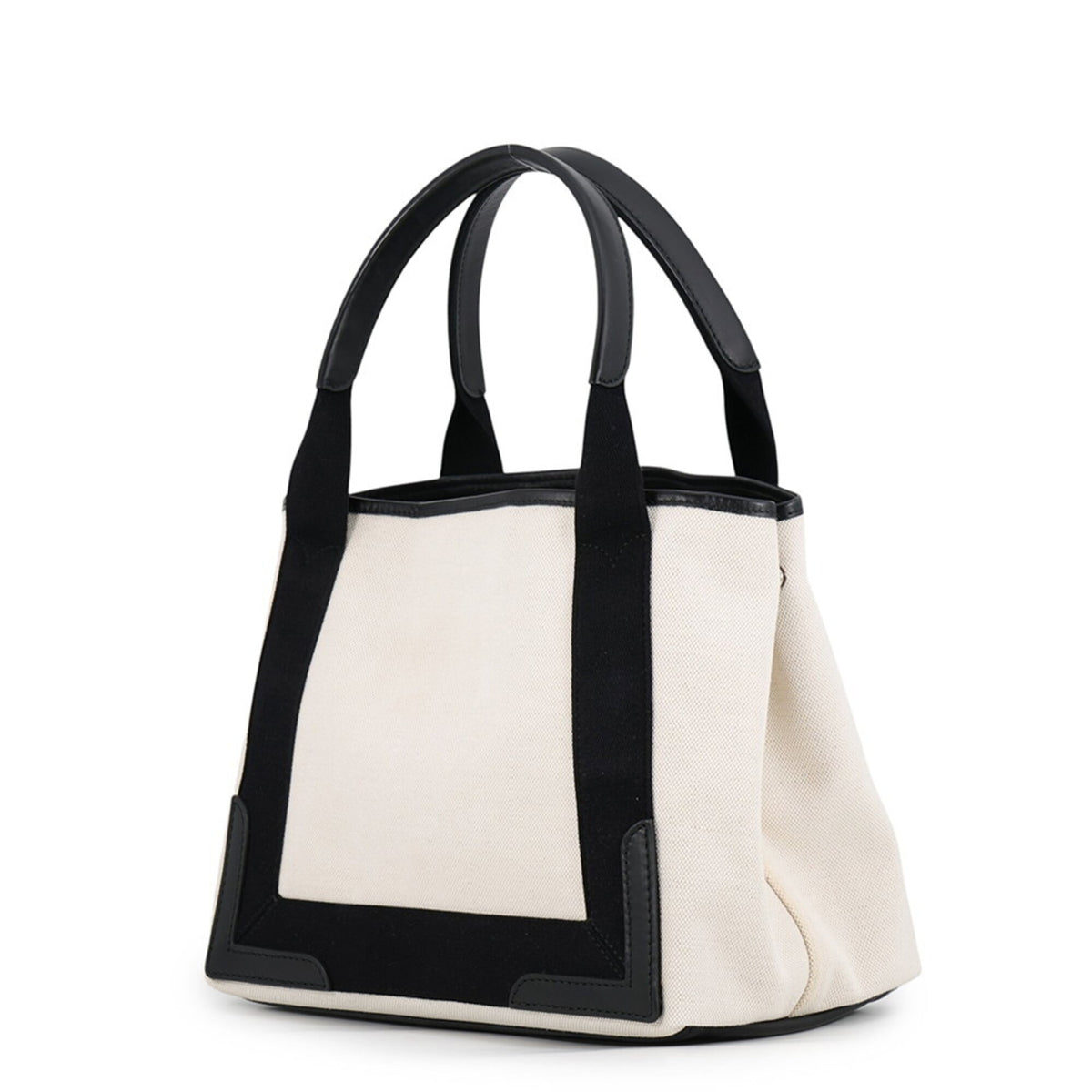 Balenciaga Black Canvas Leather Handbag Tote Bag (Pre-Owned)