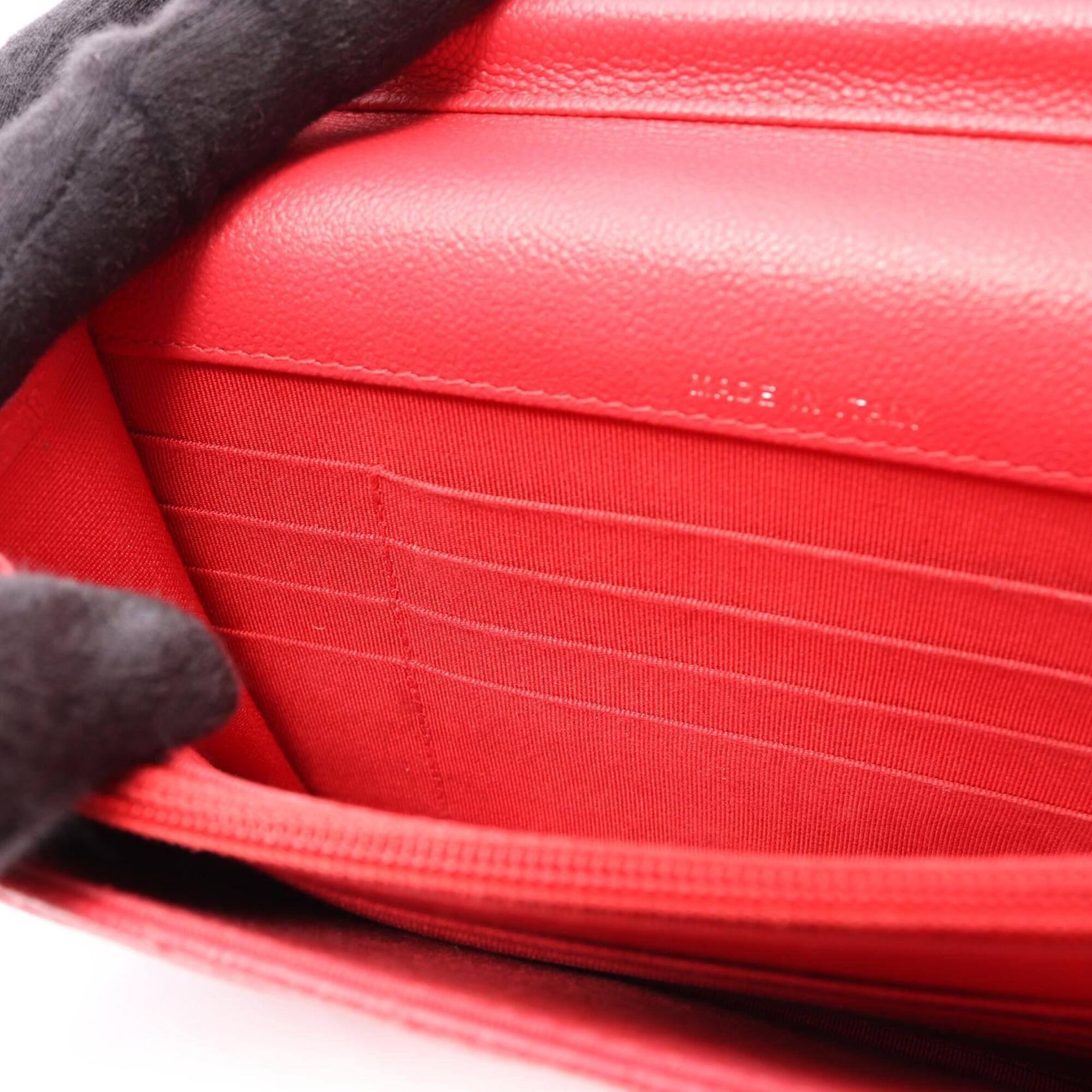 Chanel Chevron (V Stitch) Red Color Leather Handbag Shoulder Bag (Pre-Owned)