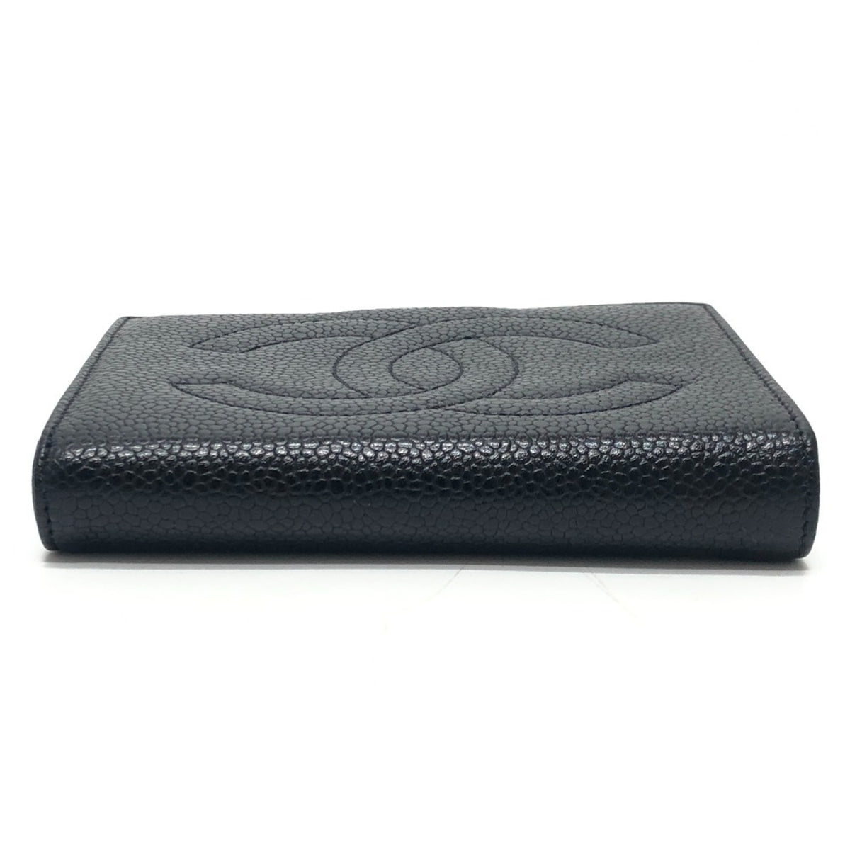 Chanel Black Grained Calfskin Long Wallet (Bi-Fold) (Pre-Owned)