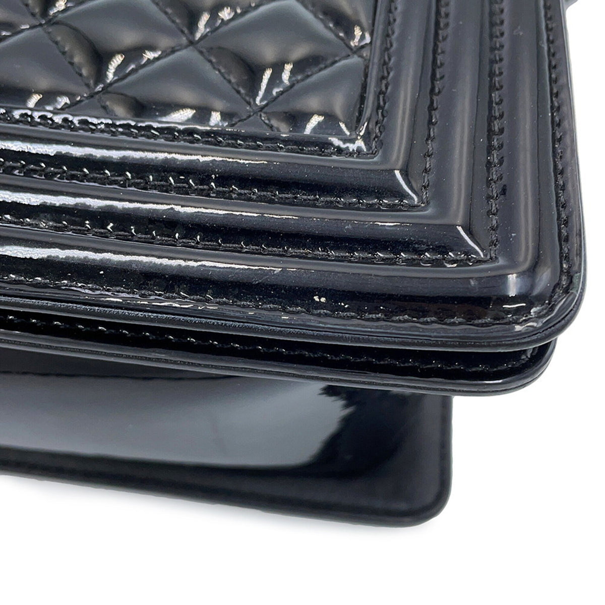Chanel Matelasse Black Patent Leather Handbag Shoulder Bag (Pre-Owned)