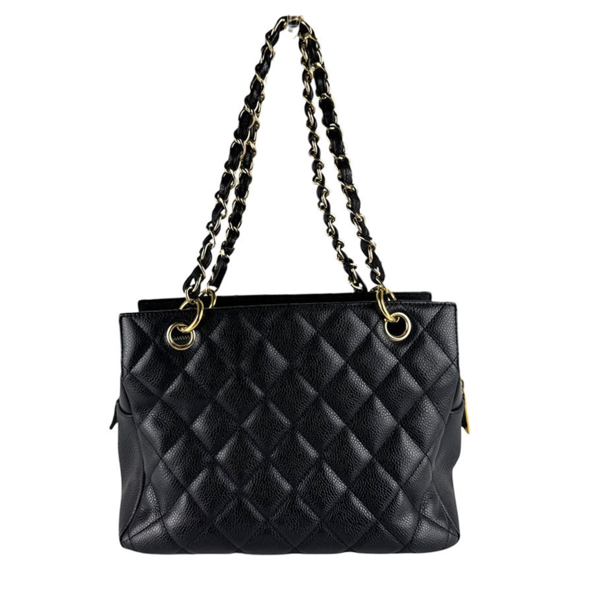 Chanel Black Grained Calfskin Handbag (Pre-Owned)