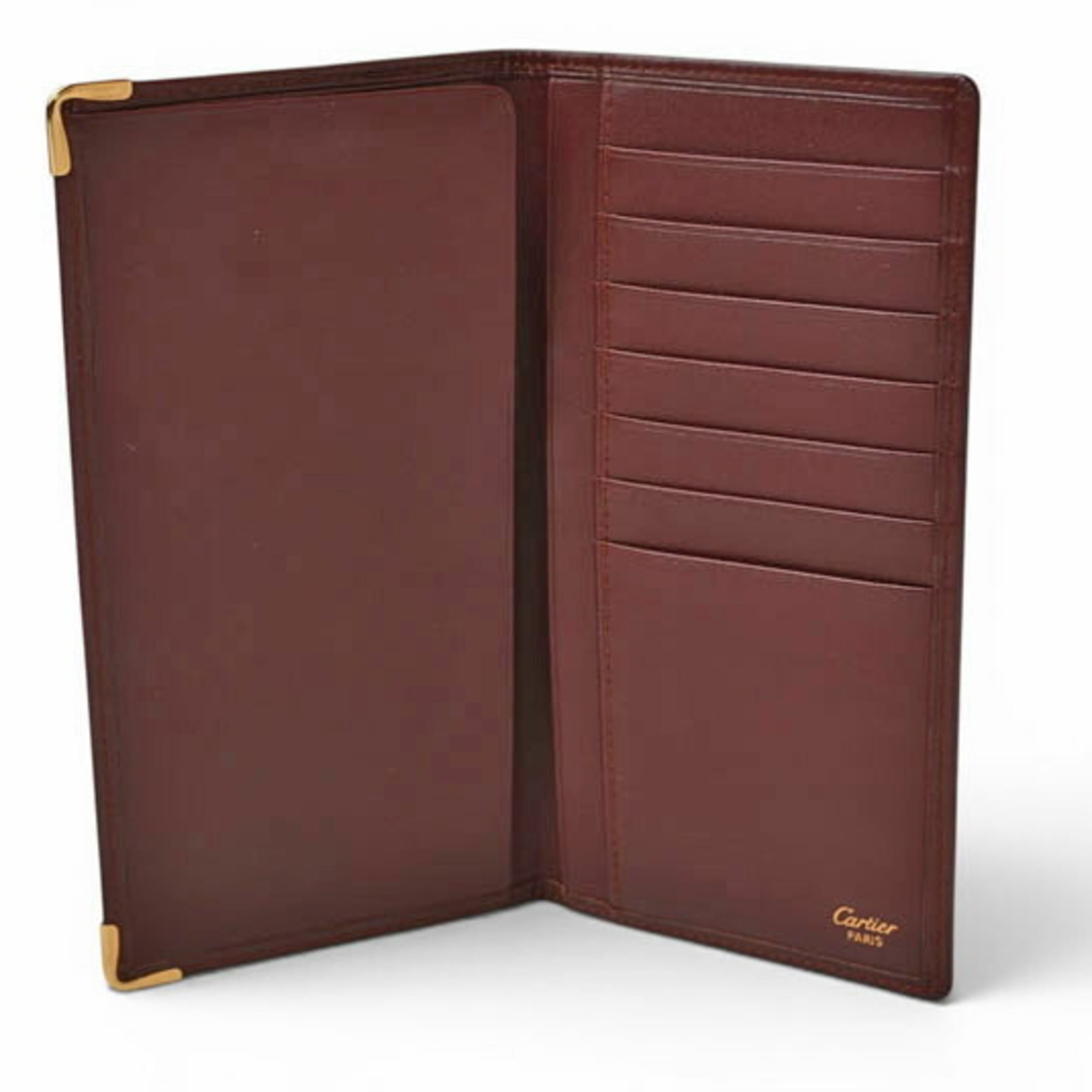 Cartier Must Bordeaux Leather Long Wallet (Bi-Fold) (Pre-Owned)