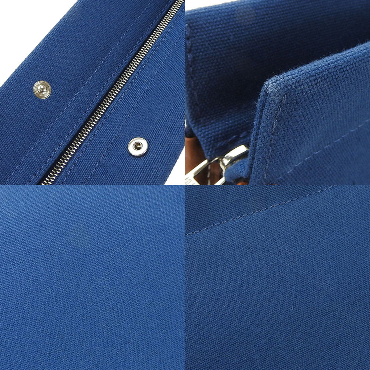 Hermes Brown Navy Canvas Leather Clutch Bag (Pre-Owned)