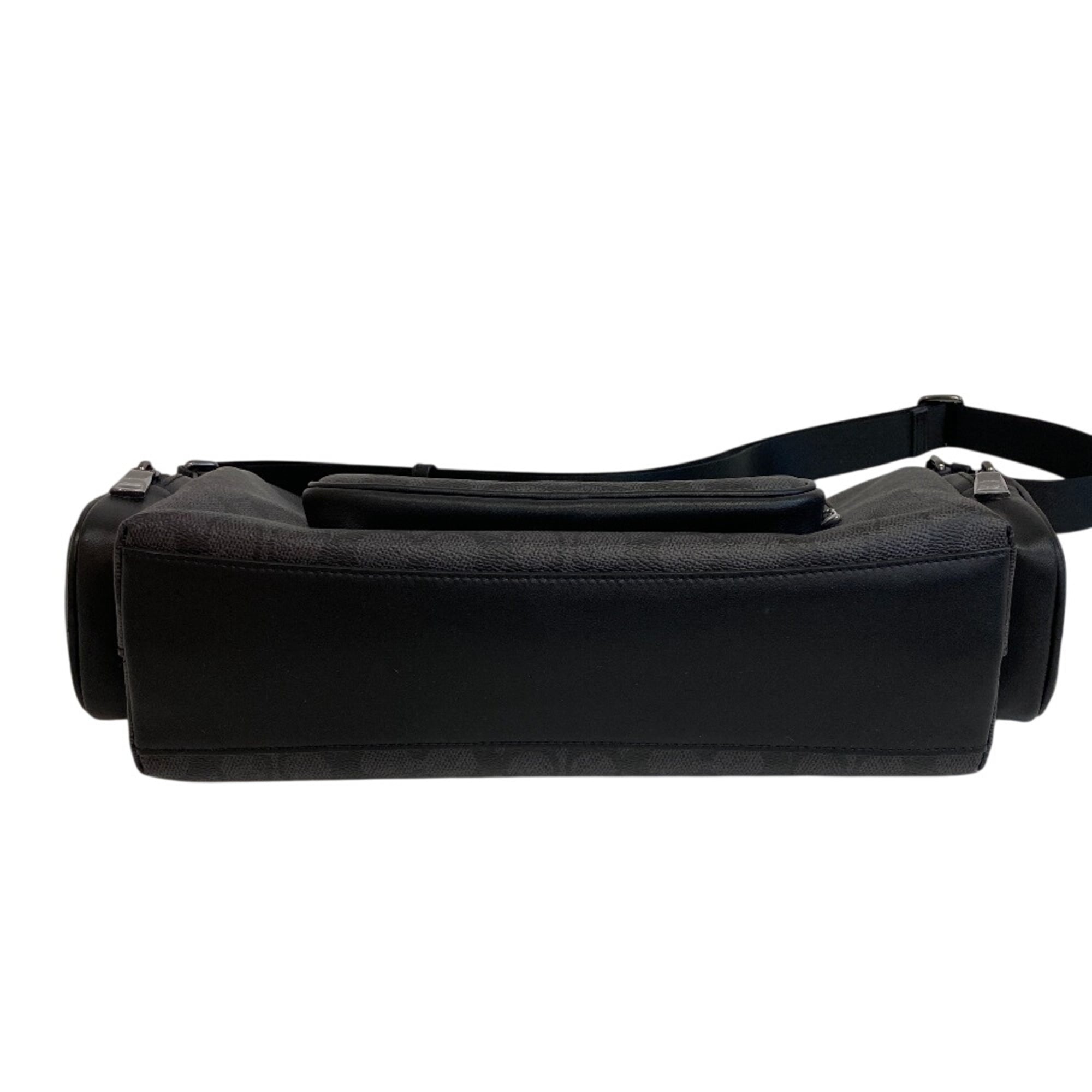 Coach Black Gray Pvc Coated Canvas Shoulder Bag Sling Bag (Pre-Owned)