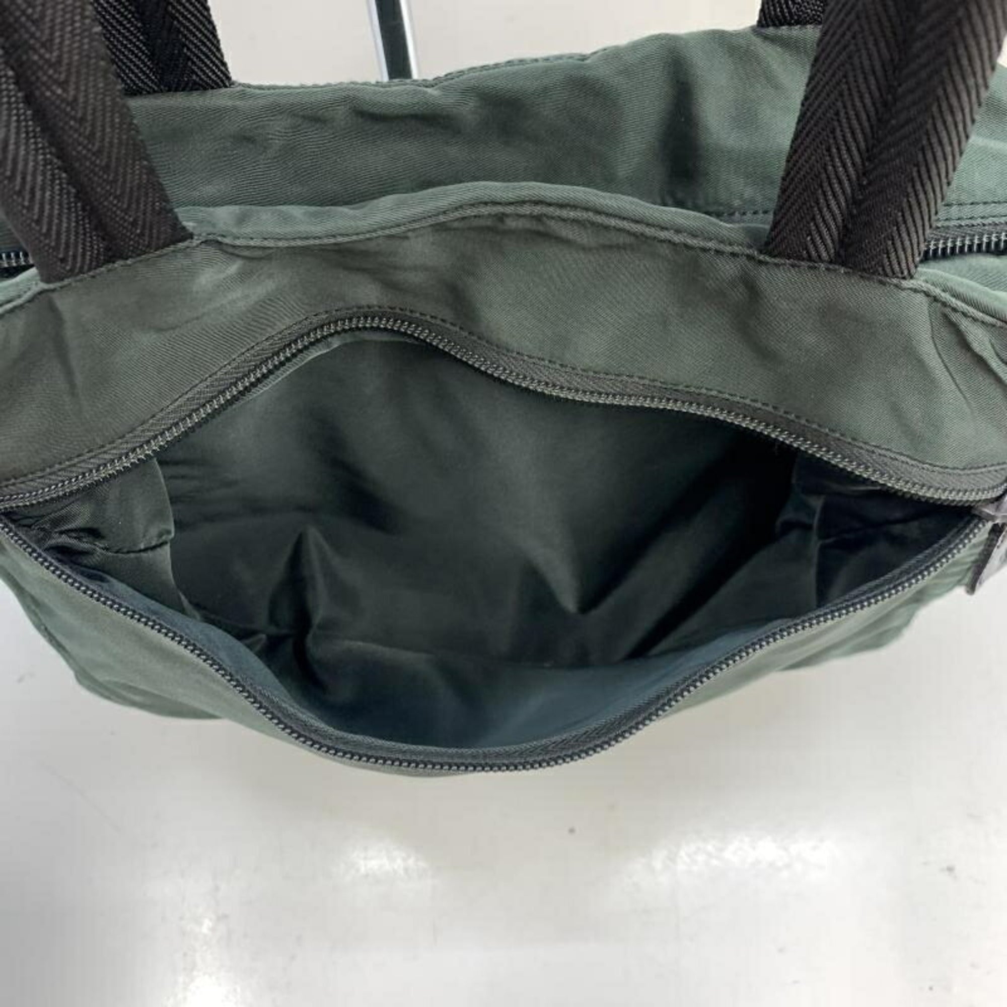 Prada Blue Green Nylon Shoulder Bag Tote Bag (Pre-Owned)