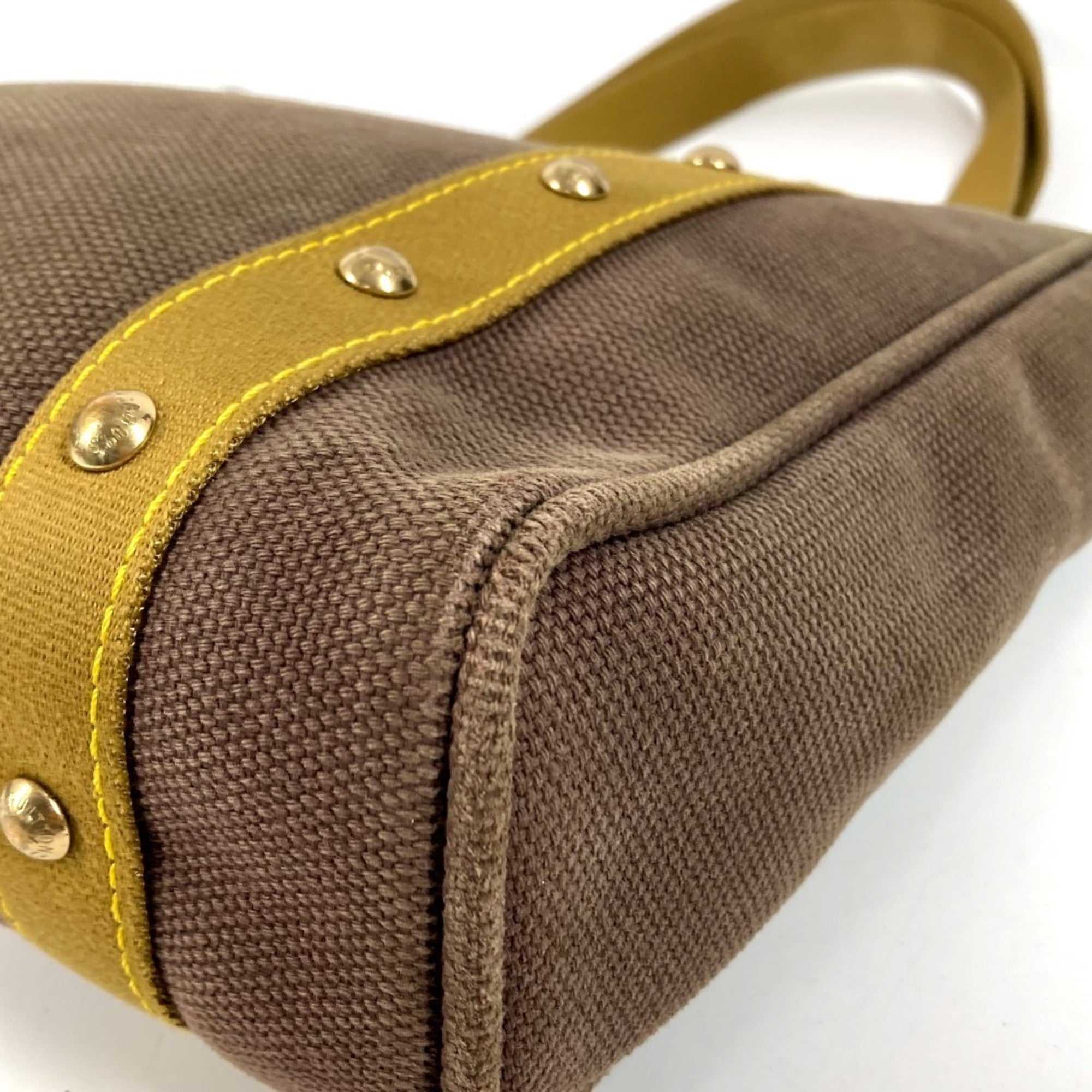 Louis Vuitton Khaki Cotton Shoulder Bag Tote Bag (Pre-Owned)