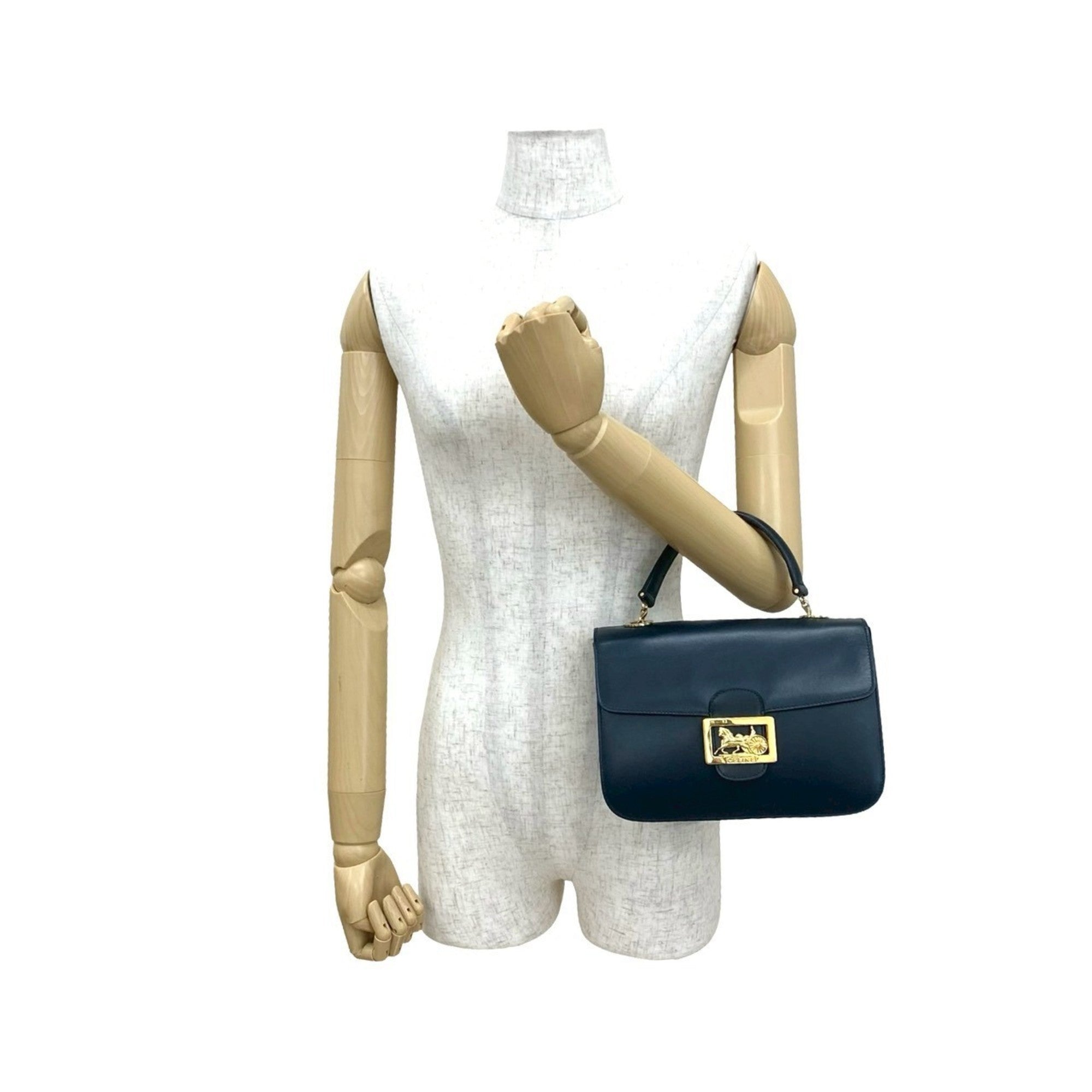 Celine Navy Leather Handbag Tote Bag (Pre-Owned)