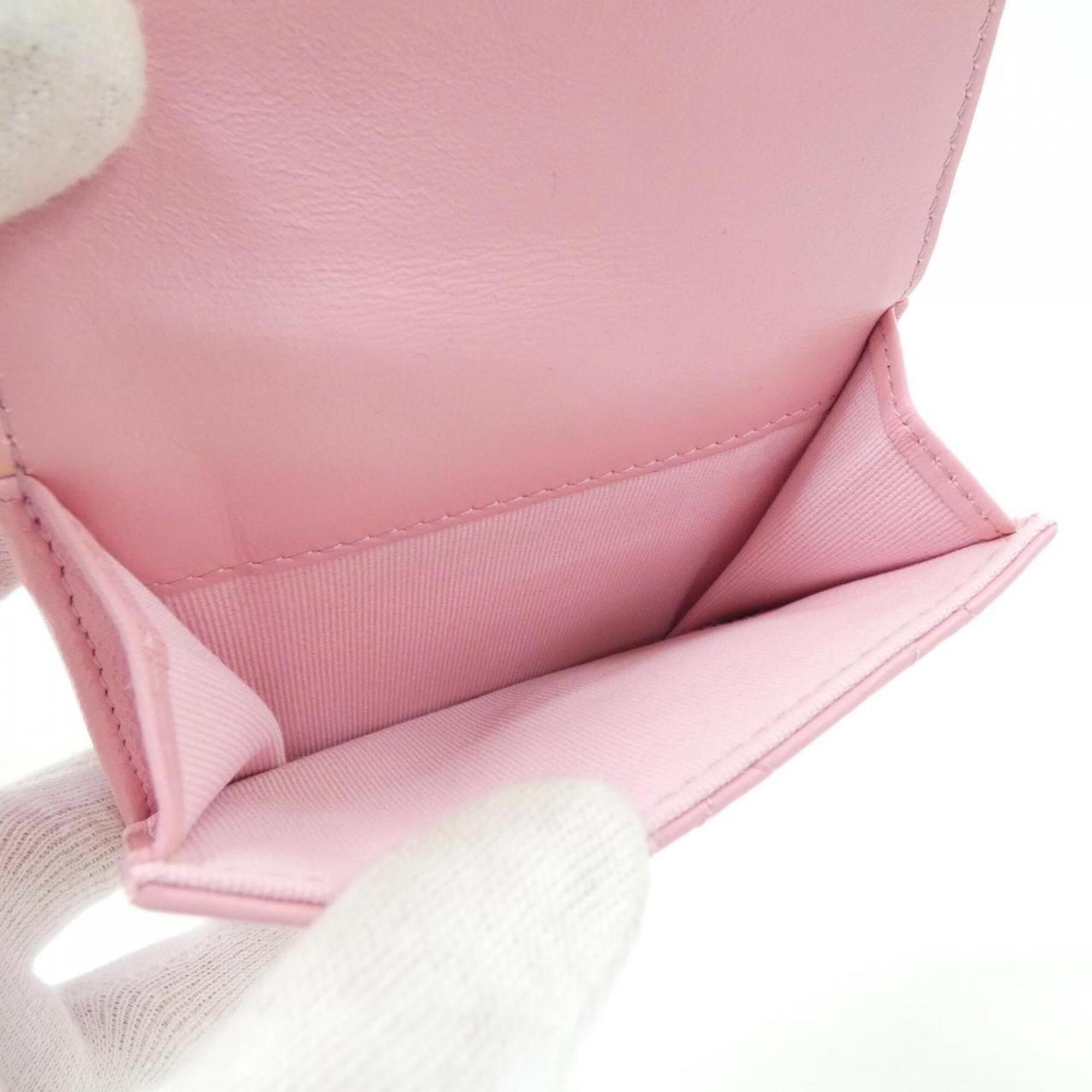 Chanel Pink Leather Wallet (Tri-Fold) (Pre-Owned)