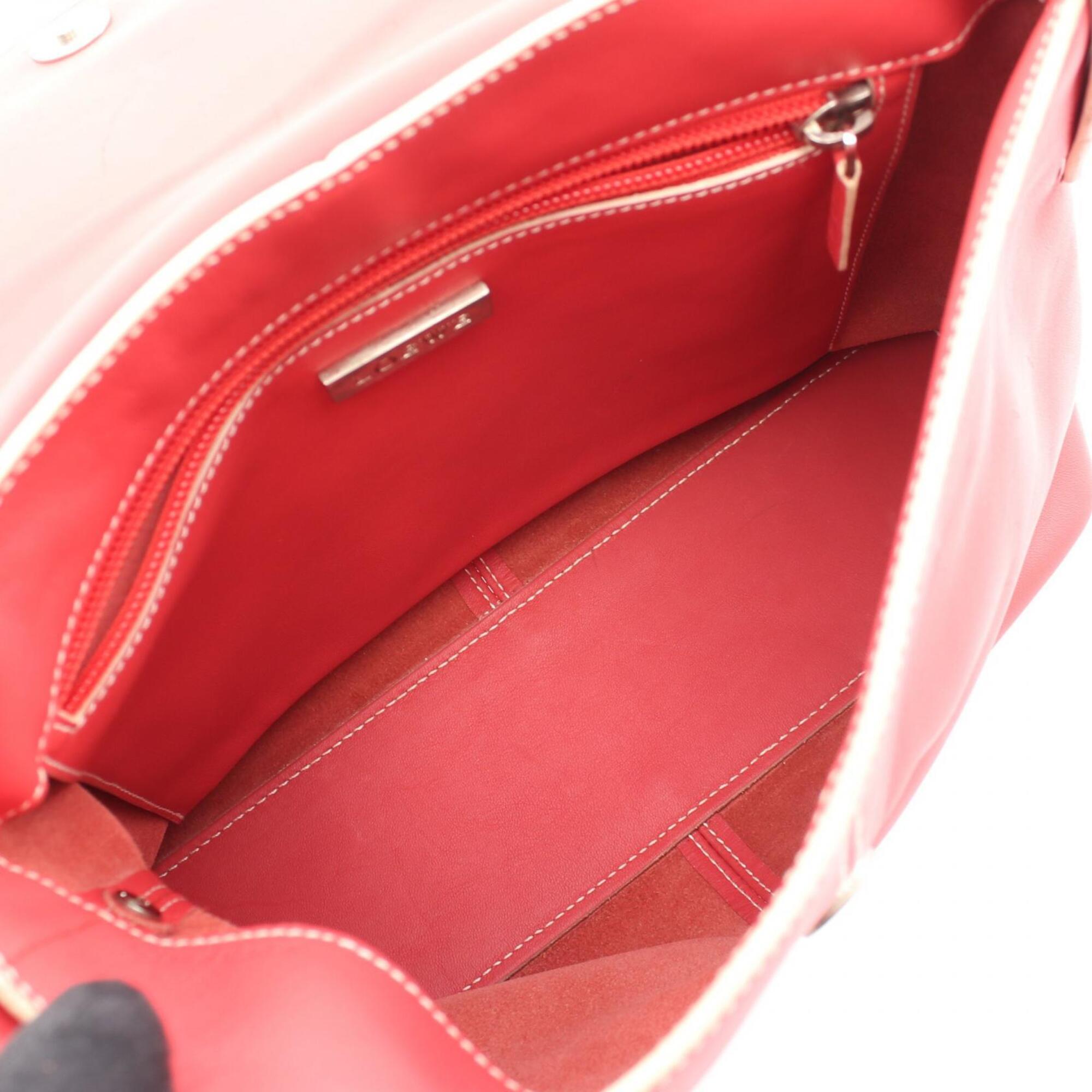 Loewe Red Color Leather Handbag Shoulder Bag (Pre-Owned)