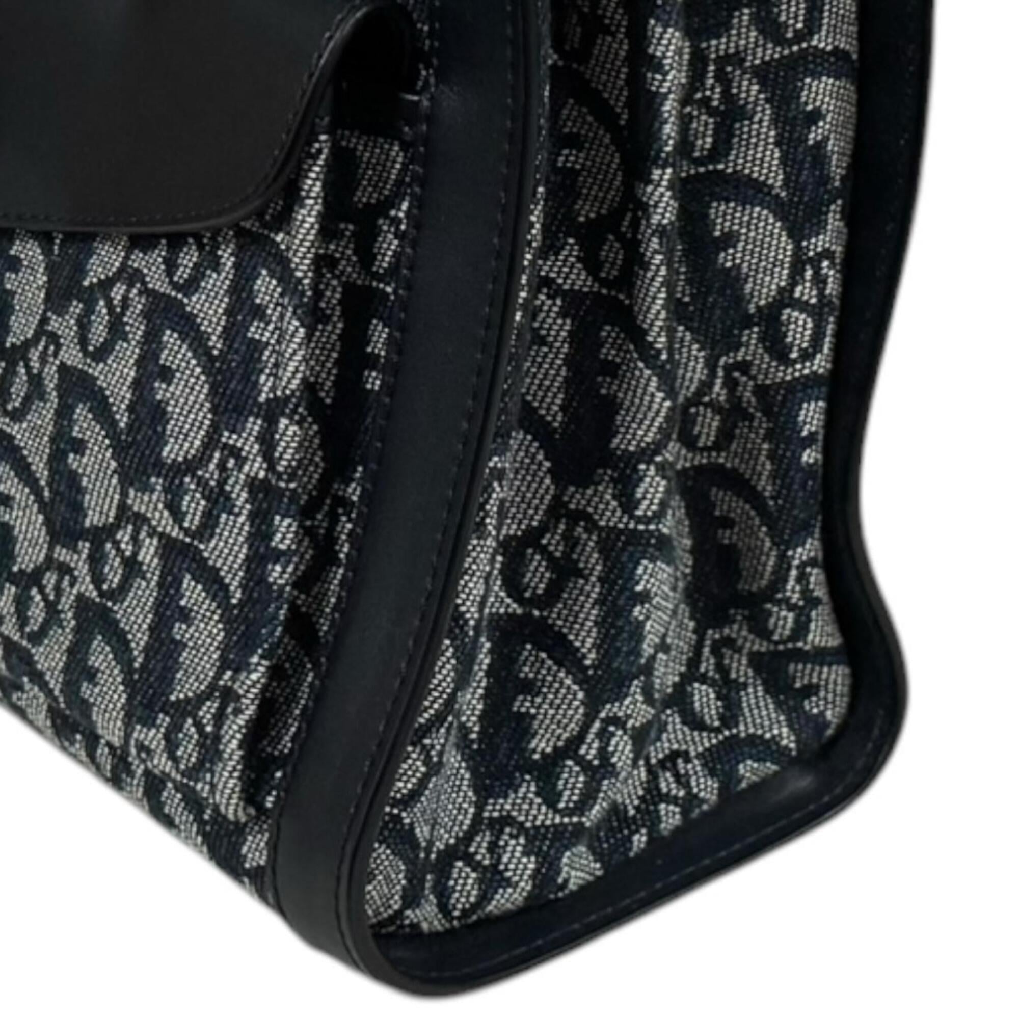 Christian Dior Navy Leather Jacquard Handbag (Pre-Owned)