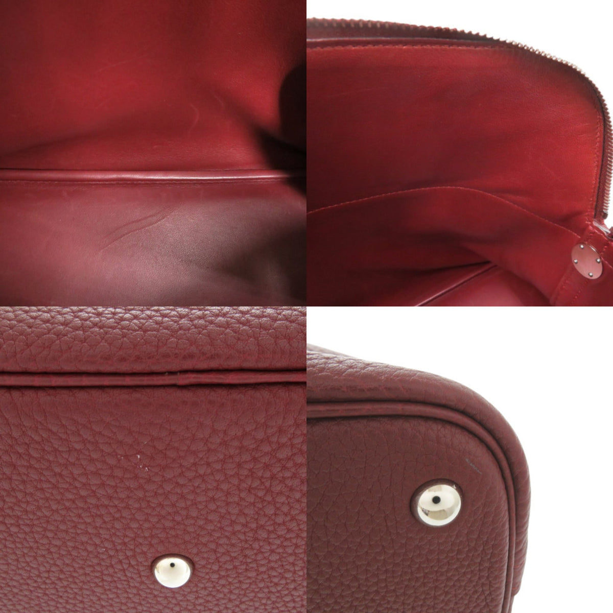 Hermes Rouge H Taurillon Clemence Leather Handbag (Pre-Owned)
