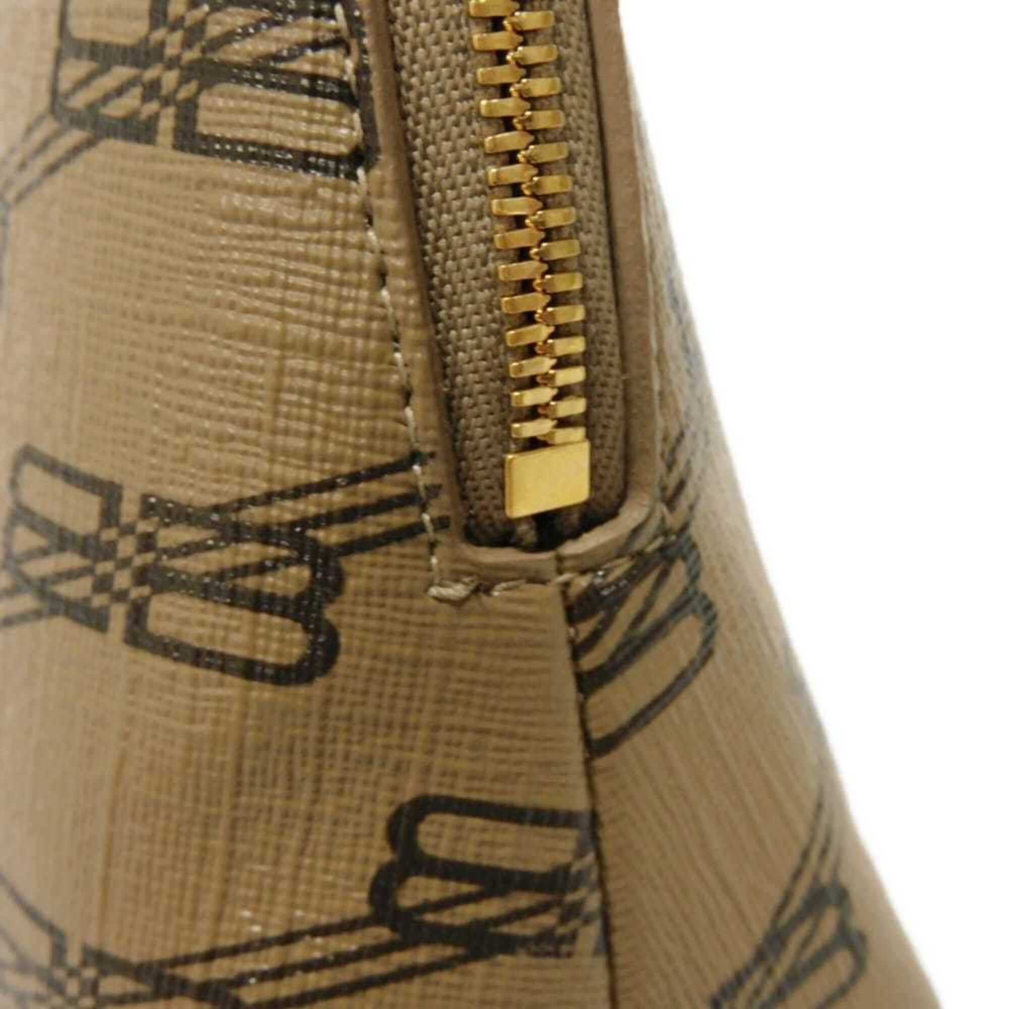 Balenciaga Beige Brown Coated Canvas Leather Clutch Bag Pouch (Pre-Owned)
