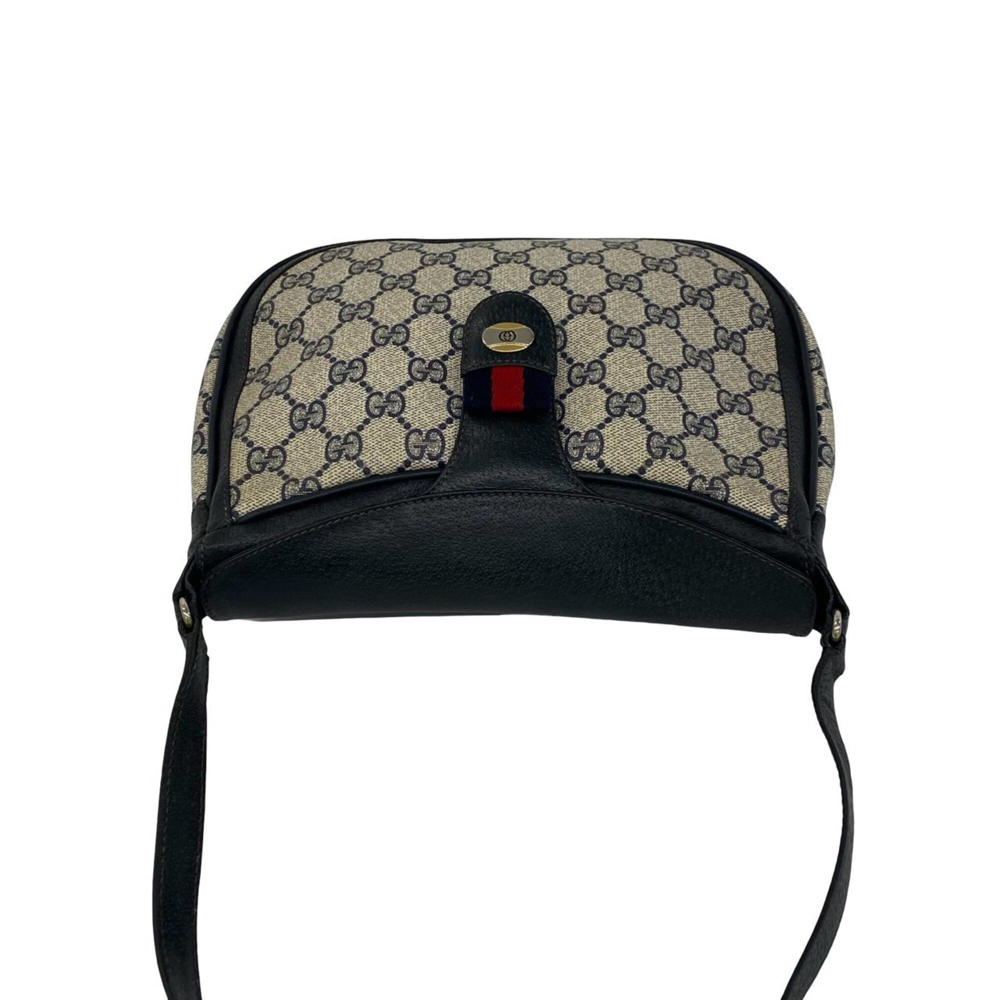 Gucci Navy Red Color Leather Pvc Shoulder Bag (Pre-Owned)