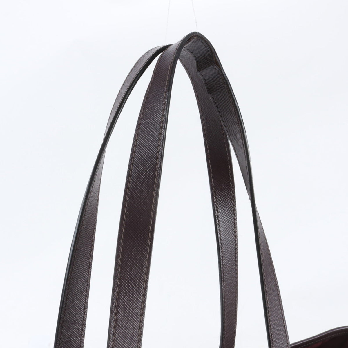 Prada Red Color Wine Leather Nylon Shoulder Bag Tote Bag (Pre-Owned)