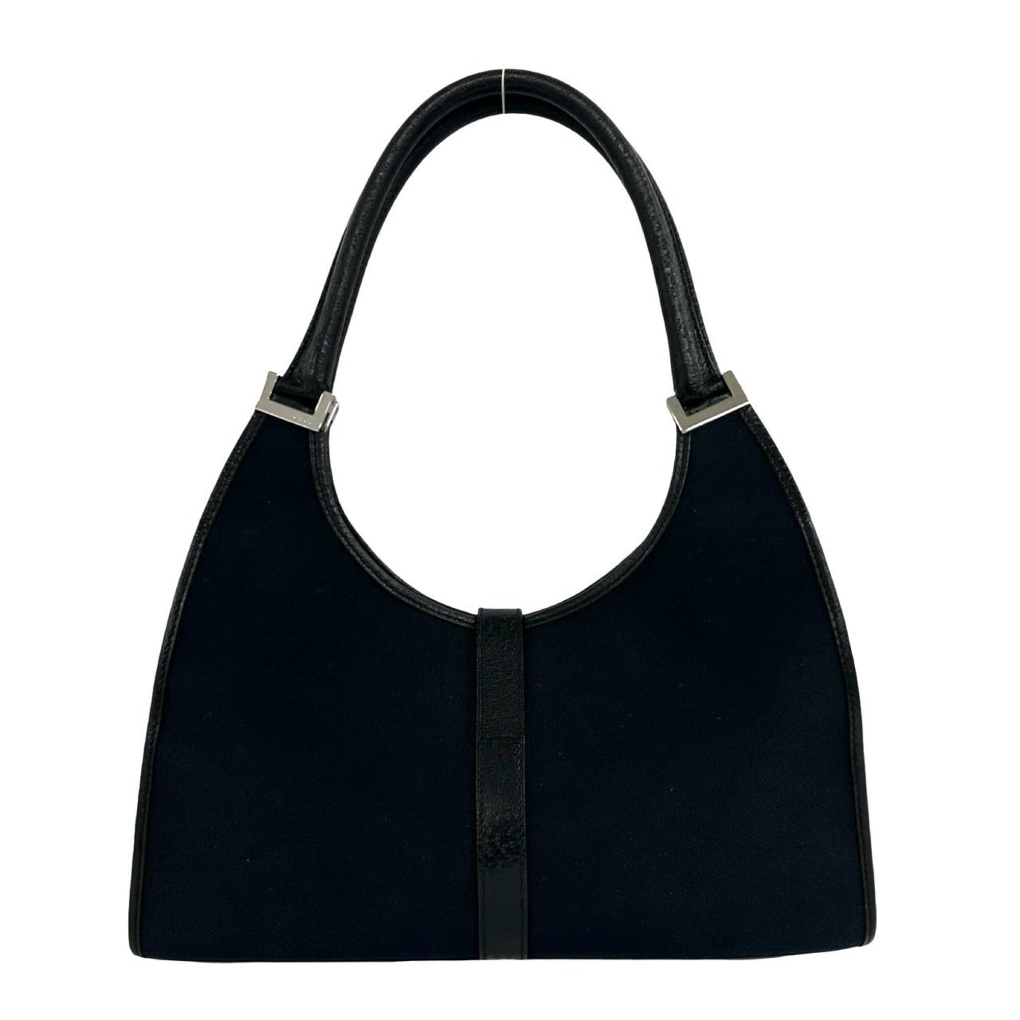 Gucci Black Canvas Leather Handbag Shoulder Bag Tote Bag (Pre-Owned)
