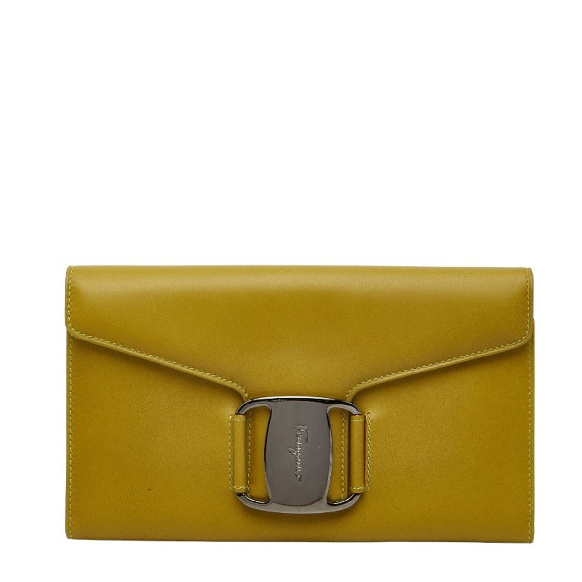Salvatore Ferragamo Green Leather Long Wallet (Bi-Fold) (Pre-Owned)