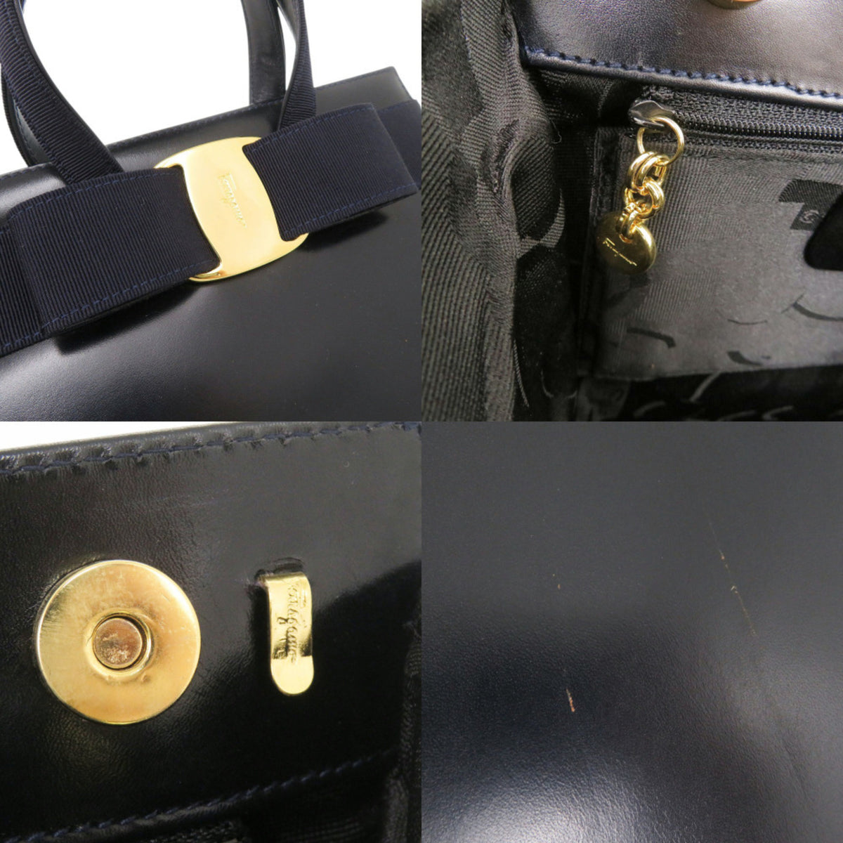 Salvatore Ferragamo Navy Leather Handbag (Pre-Owned)