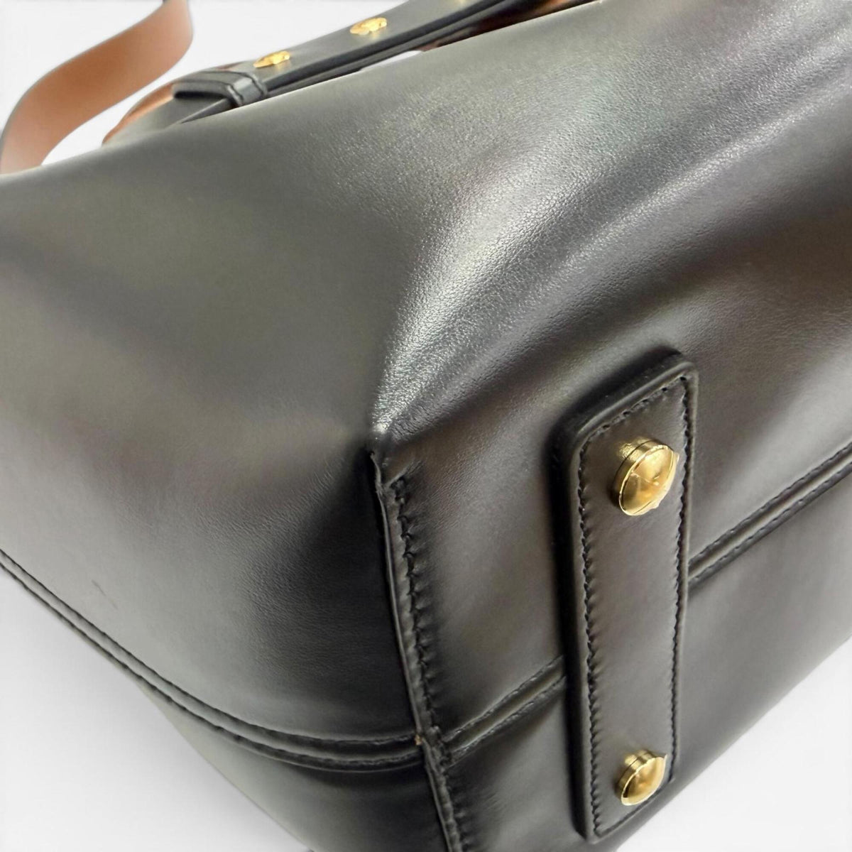 Burberry Black Brown Leather Cotton Polyester Shoulder Bag Tote Bag (Pre-Owned)