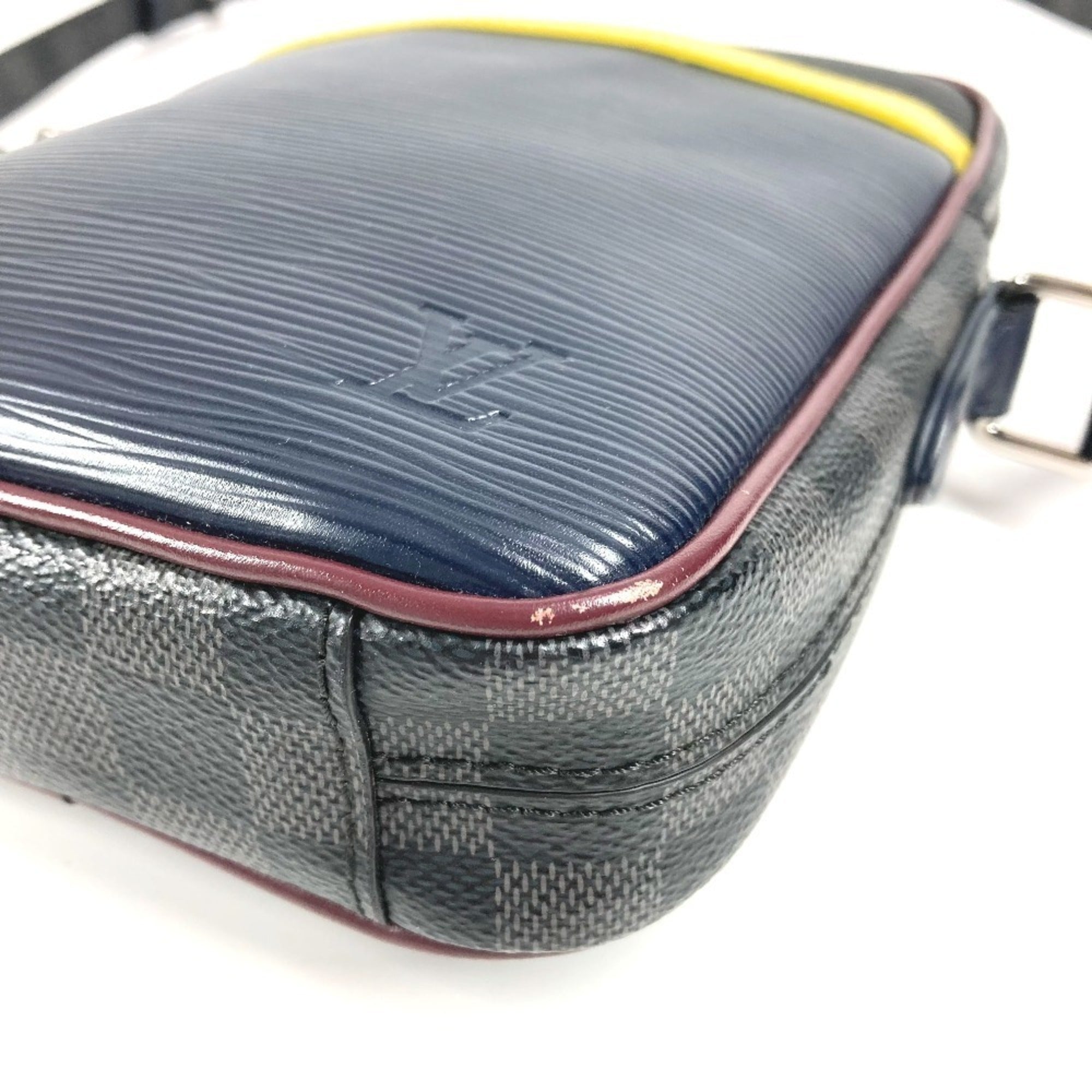 Louis Vuitton Galle Navy Yellow Damier Graphite Epi Leather Pochette Shoulder Bag (Pre-Owned)