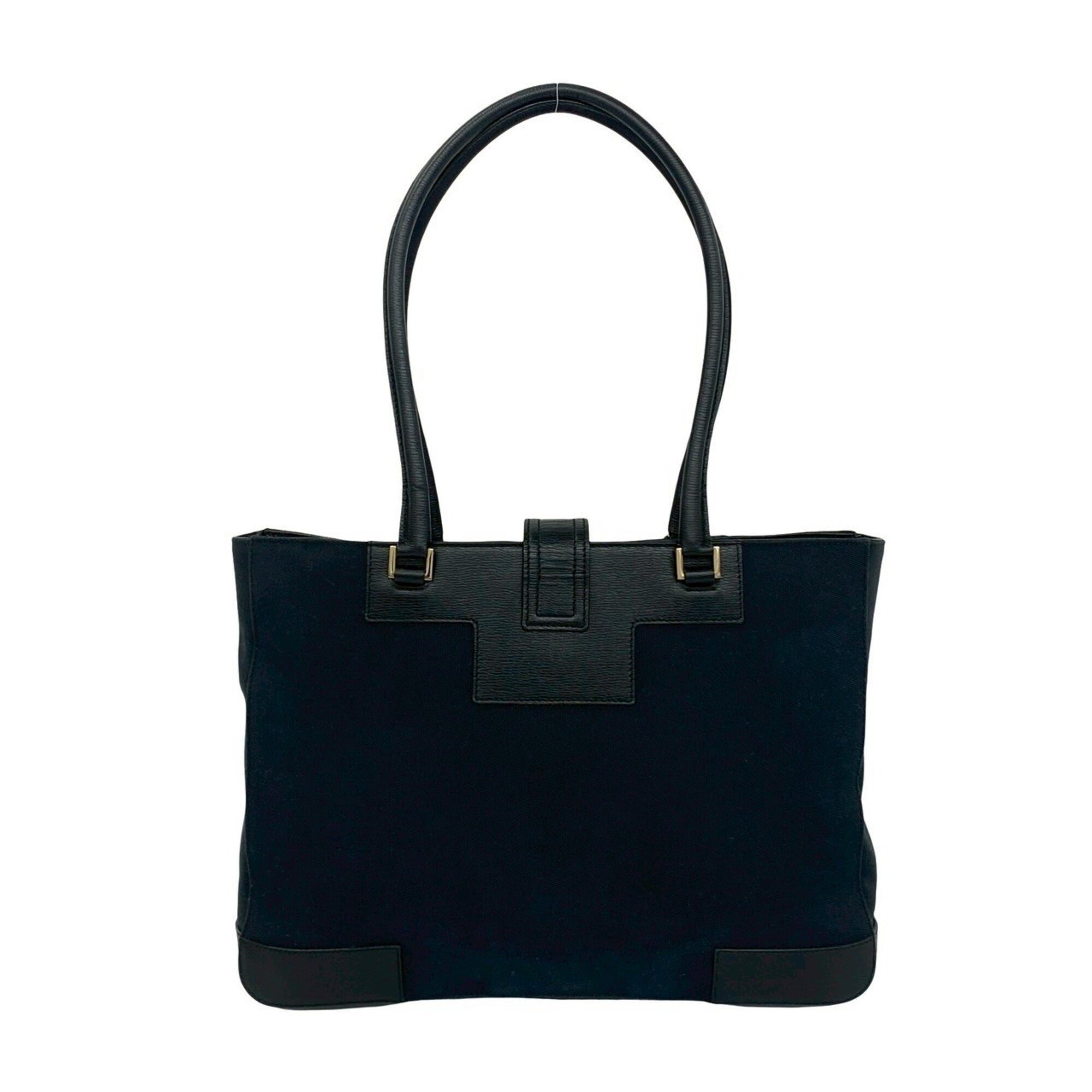 Gucci Black Canvas Leather Handbag Tote Bag (Pre-Owned)
