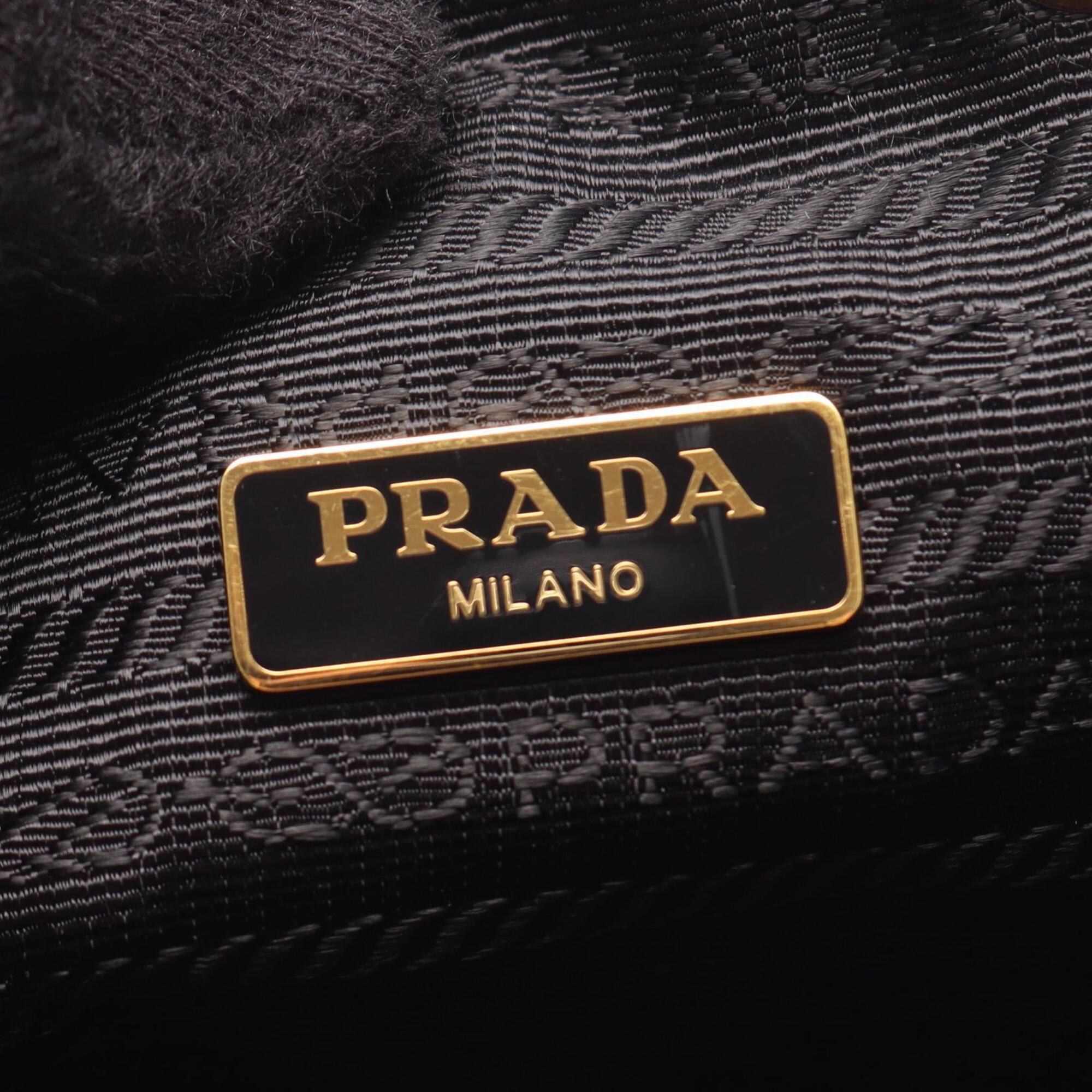 Prada Black Canvas Leather Handbag (Pre-Owned)
