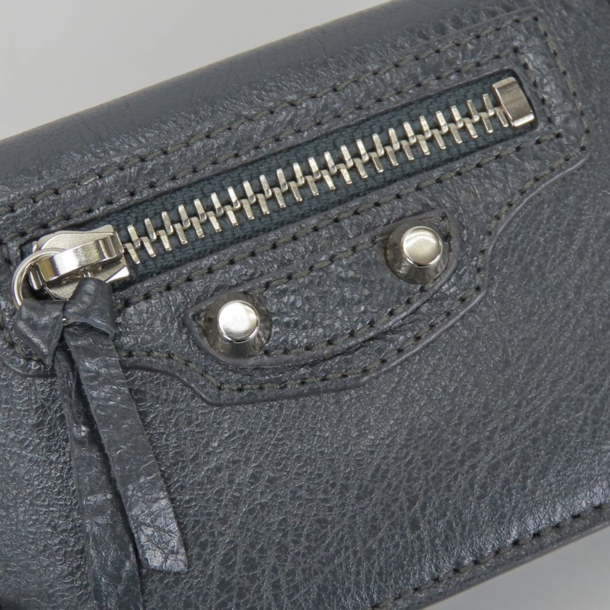 Balenciaga Gray Leather Wallet (Tri-Fold) (Pre-Owned)