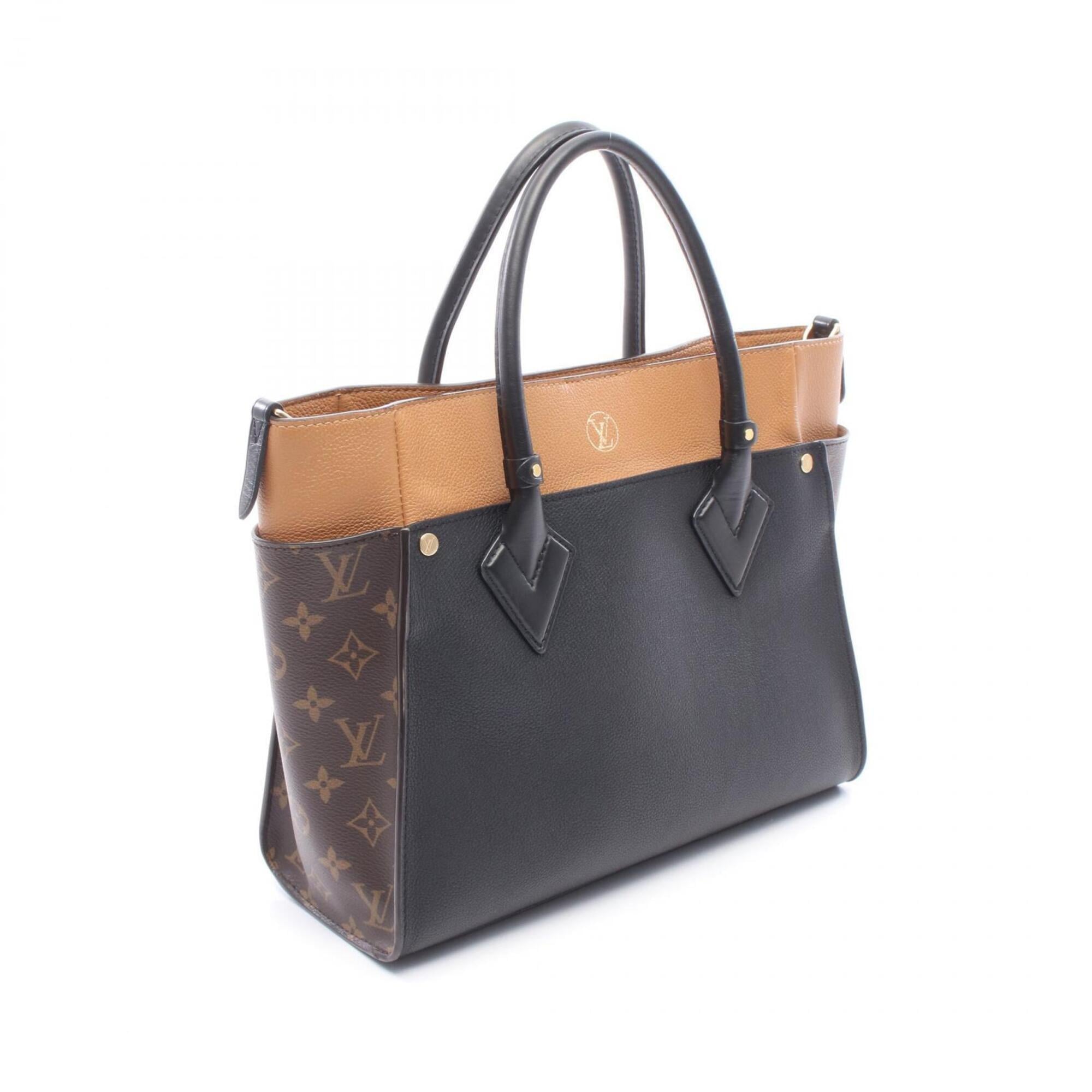 Louis Vuitton Black Brown Leather Coated Canvas Handbag (Pre-Owned)