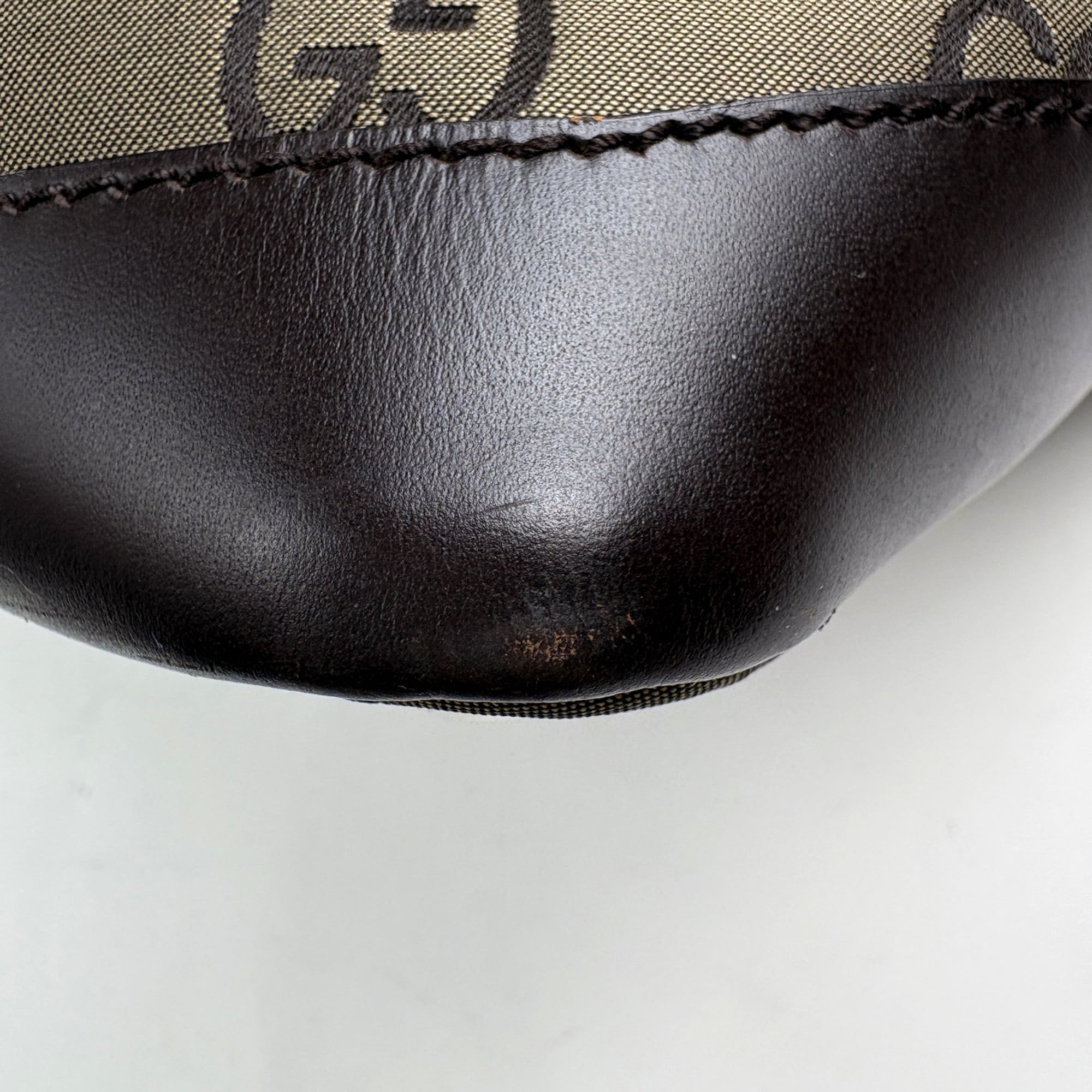 Gucci Brown Gg Canvas Leather Shoulder Bag Sports Bag (Pre-Owned)
