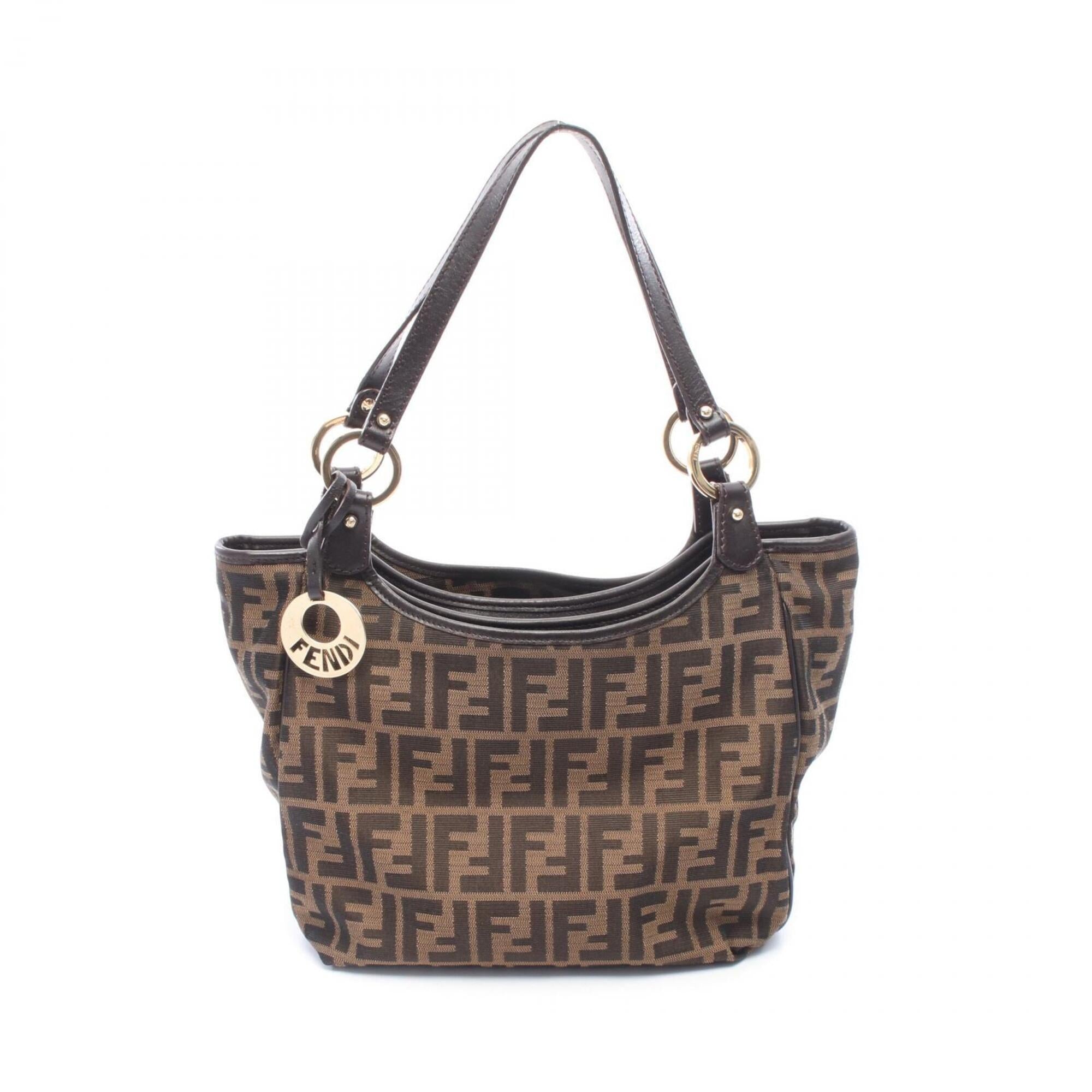 Fendi Brown Canvas Leather Handbag Tote Bag (Pre-Owned)