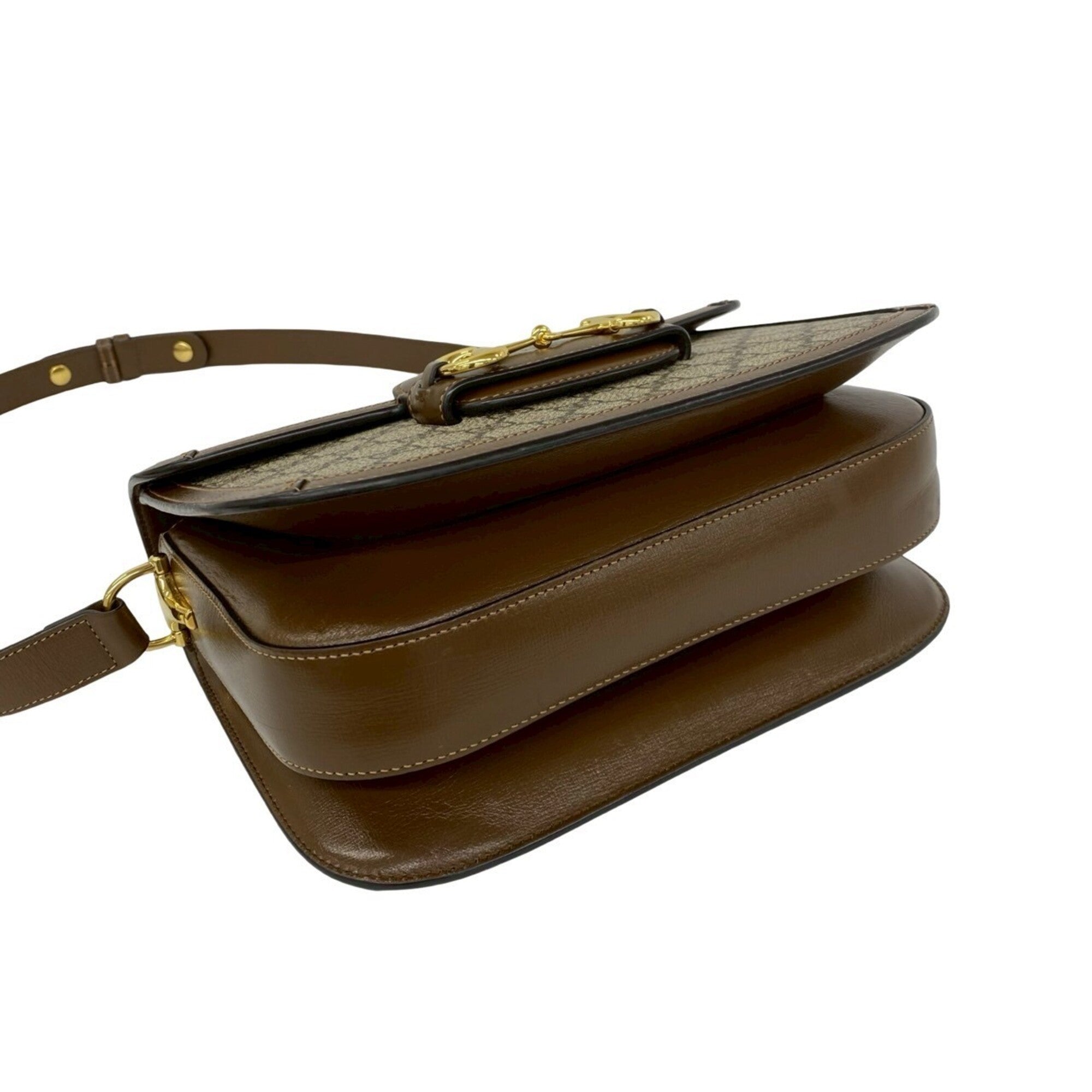 Gucci Brown Leather Elastane Pochette Shoulder Bag (Pre-Owned)