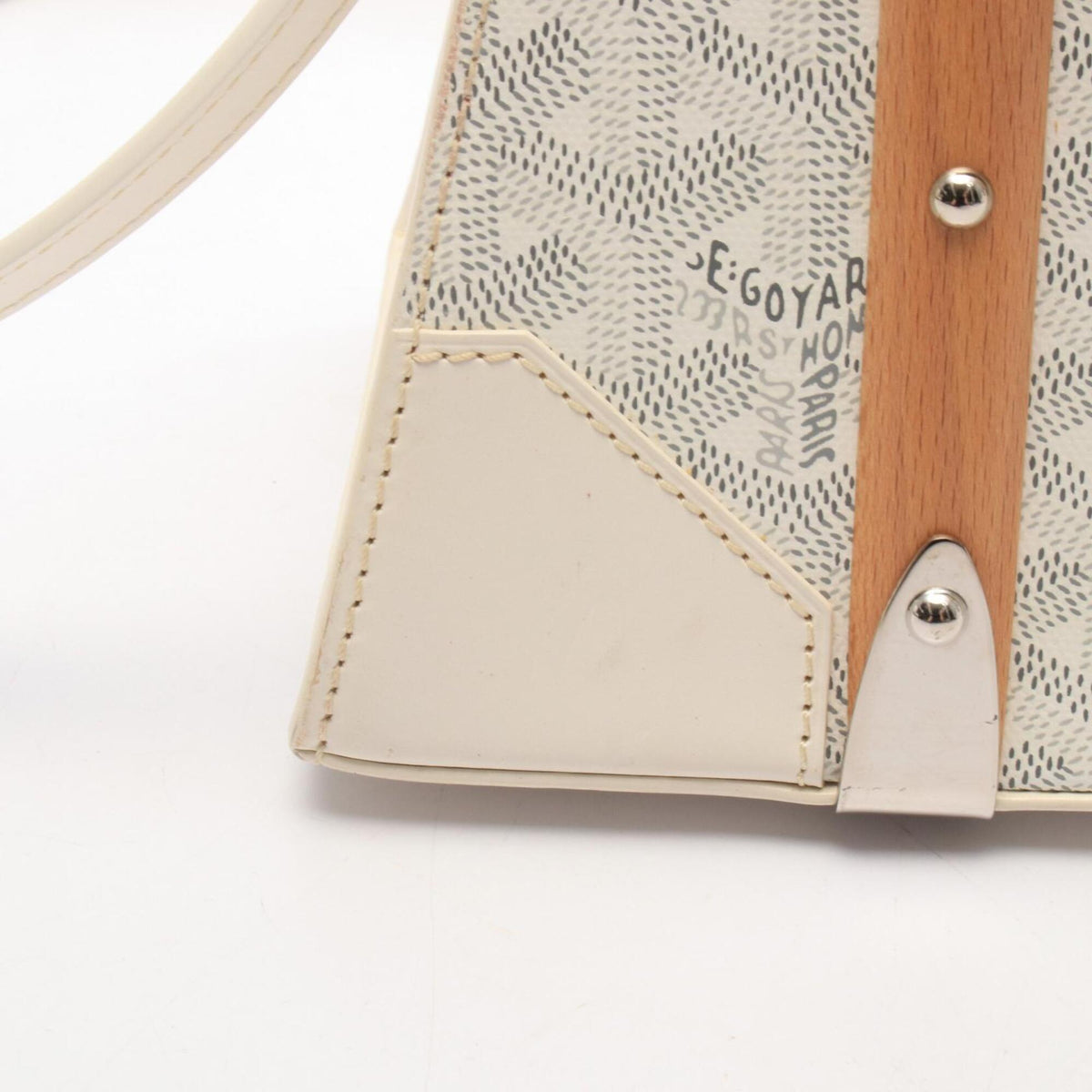 Goyard Gray White Coated Canvas Leather Handbag (Pre-Owned)