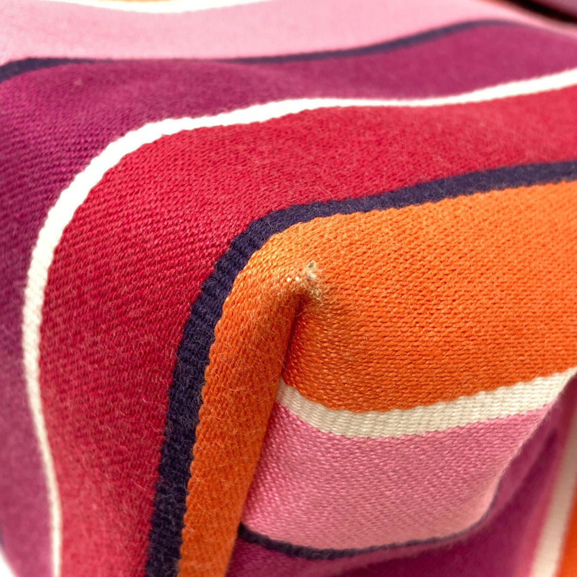 Longchamp Orange Pink Purple Canvas Tote Bag (Pre-Owned)