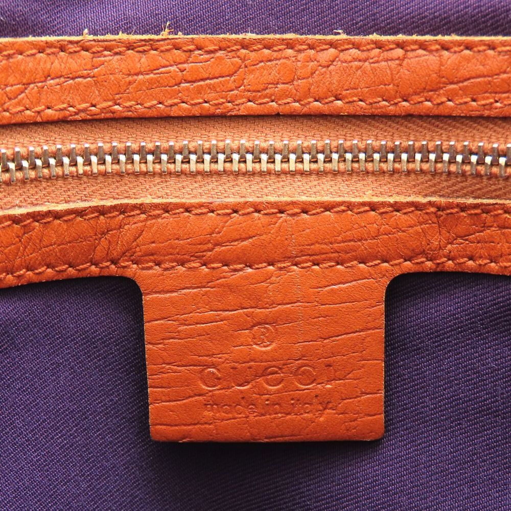 Gucci Sherry Line Beige Orange Purple Gg Canvas Leather Handbag (Pre-Owned)