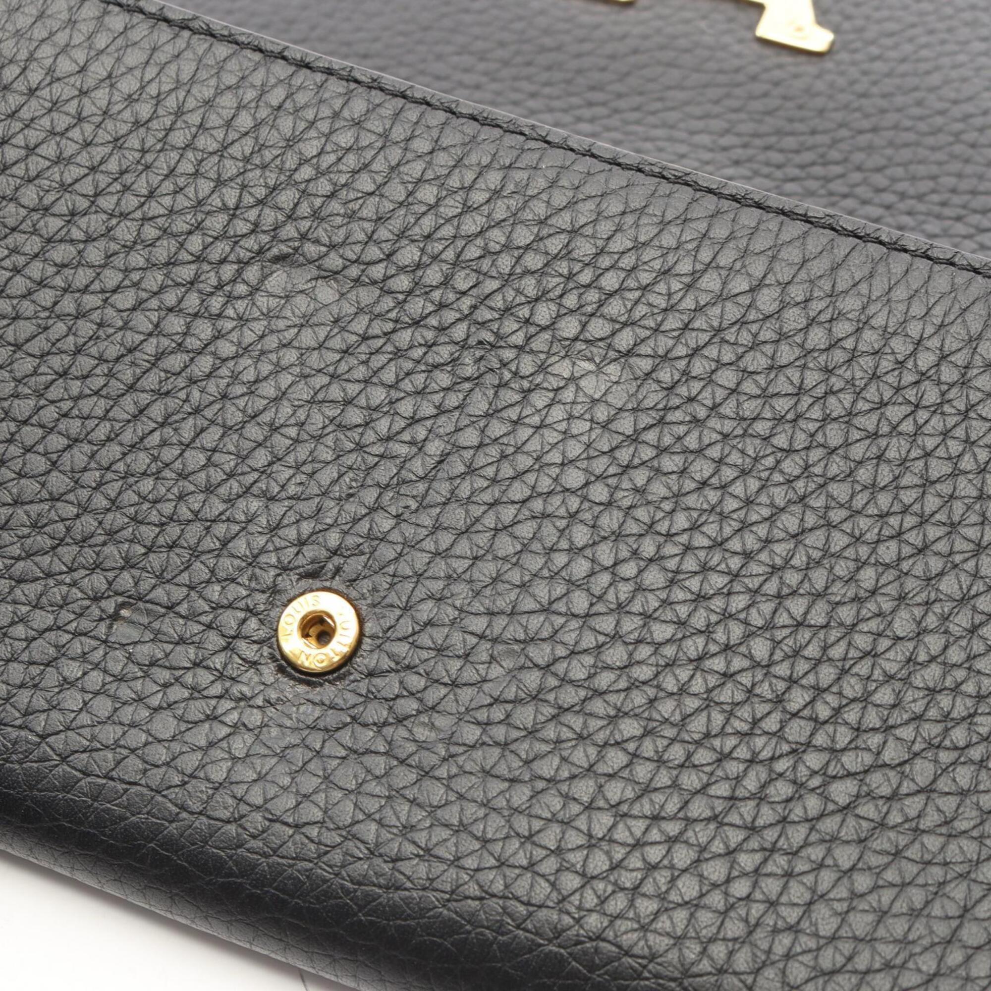 Louis Vuitton Black Leather Long Wallet (Bi-Fold) (Pre-Owned)