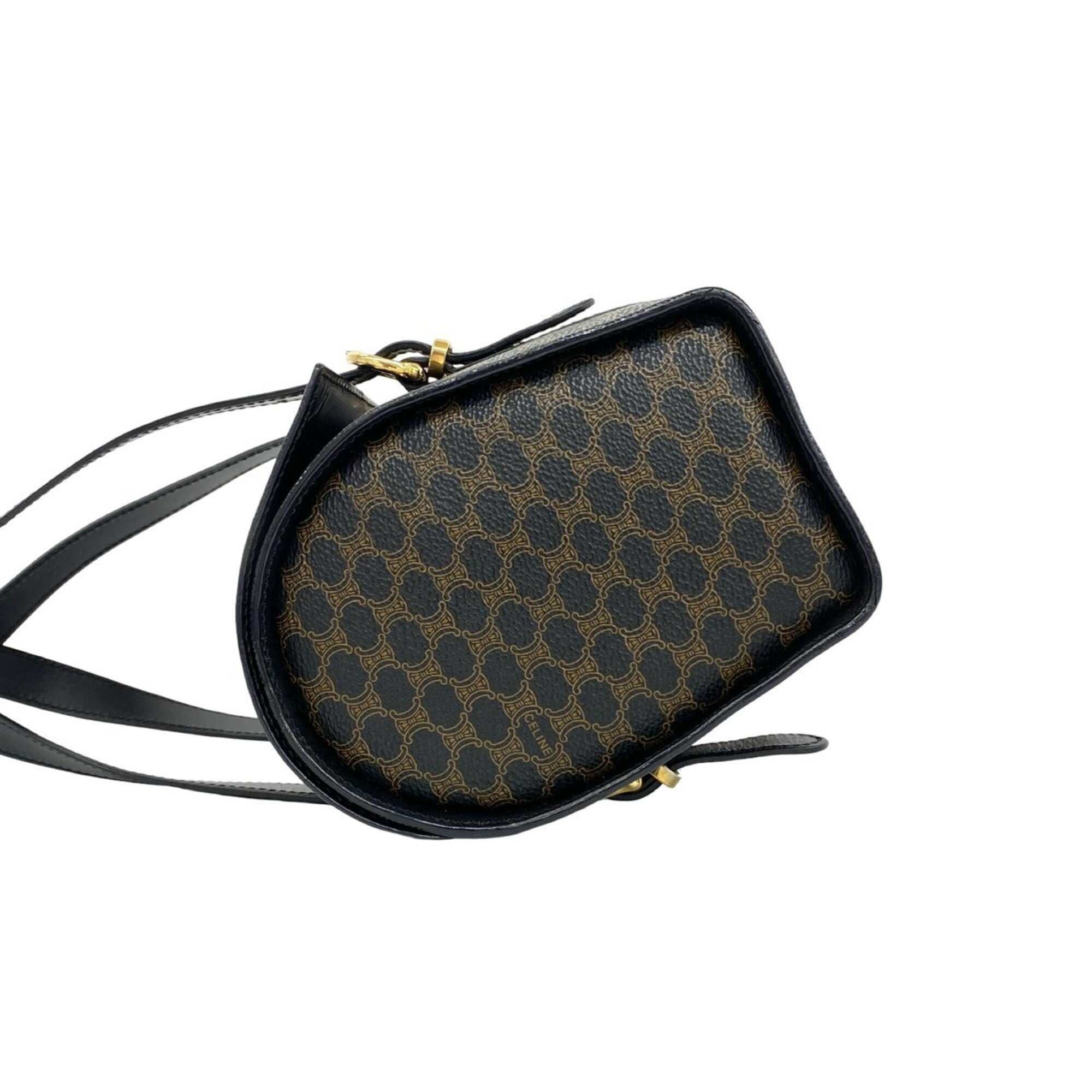 Celine Black Brown Leather Pvc Boston Bag Handbag (Pre-Owned)