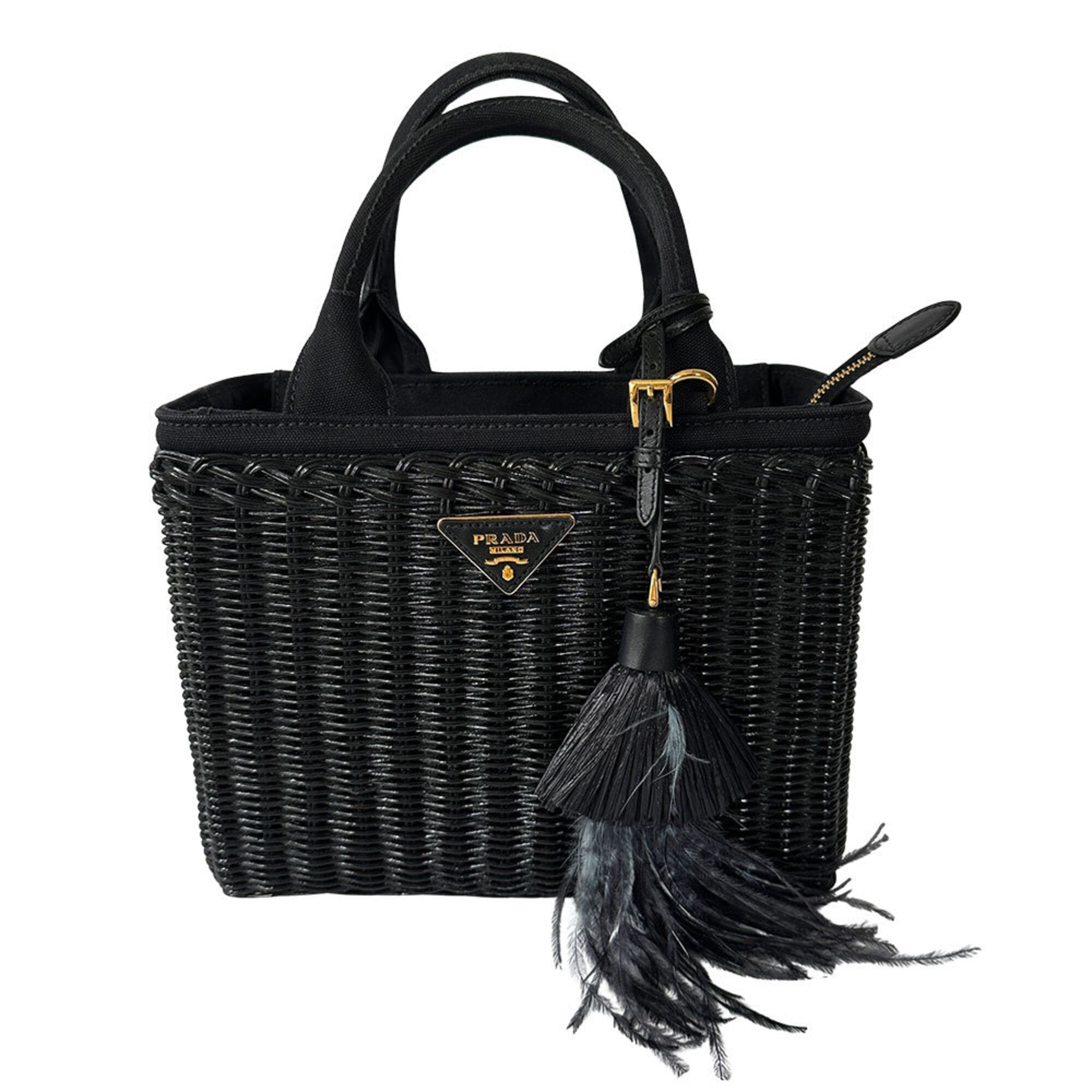 Prada Black Canvas Handbag Tote Bag (Pre-Owned)