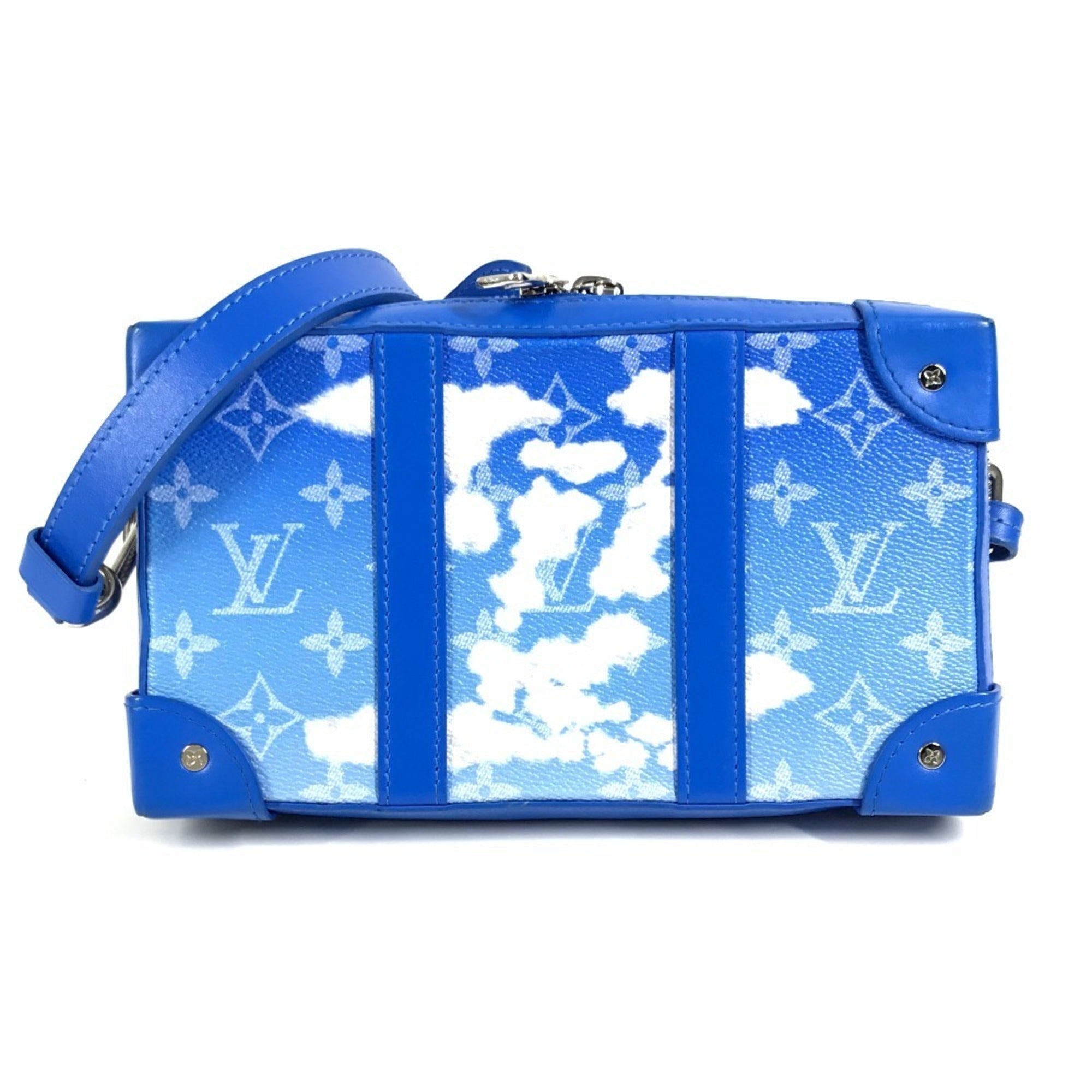 Louis Vuitton Blue White Leather Clutch Bag Pochette Shoulder Bag (Pre-Owned)