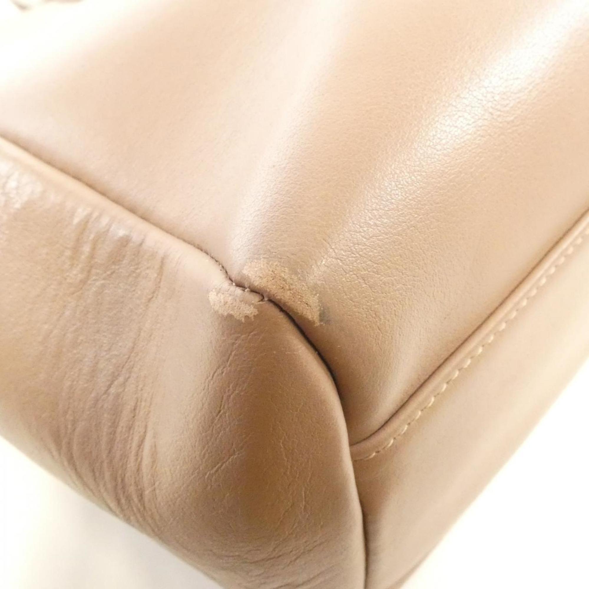 Bvlgari Beige Beige Brown Leather Handbag (Pre-Owned)