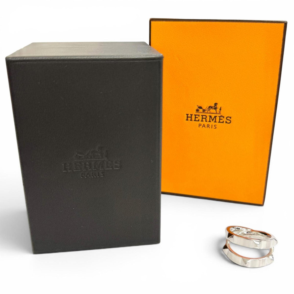 Hermes Silver Silver 925 Band Ring (Pre-Owned)