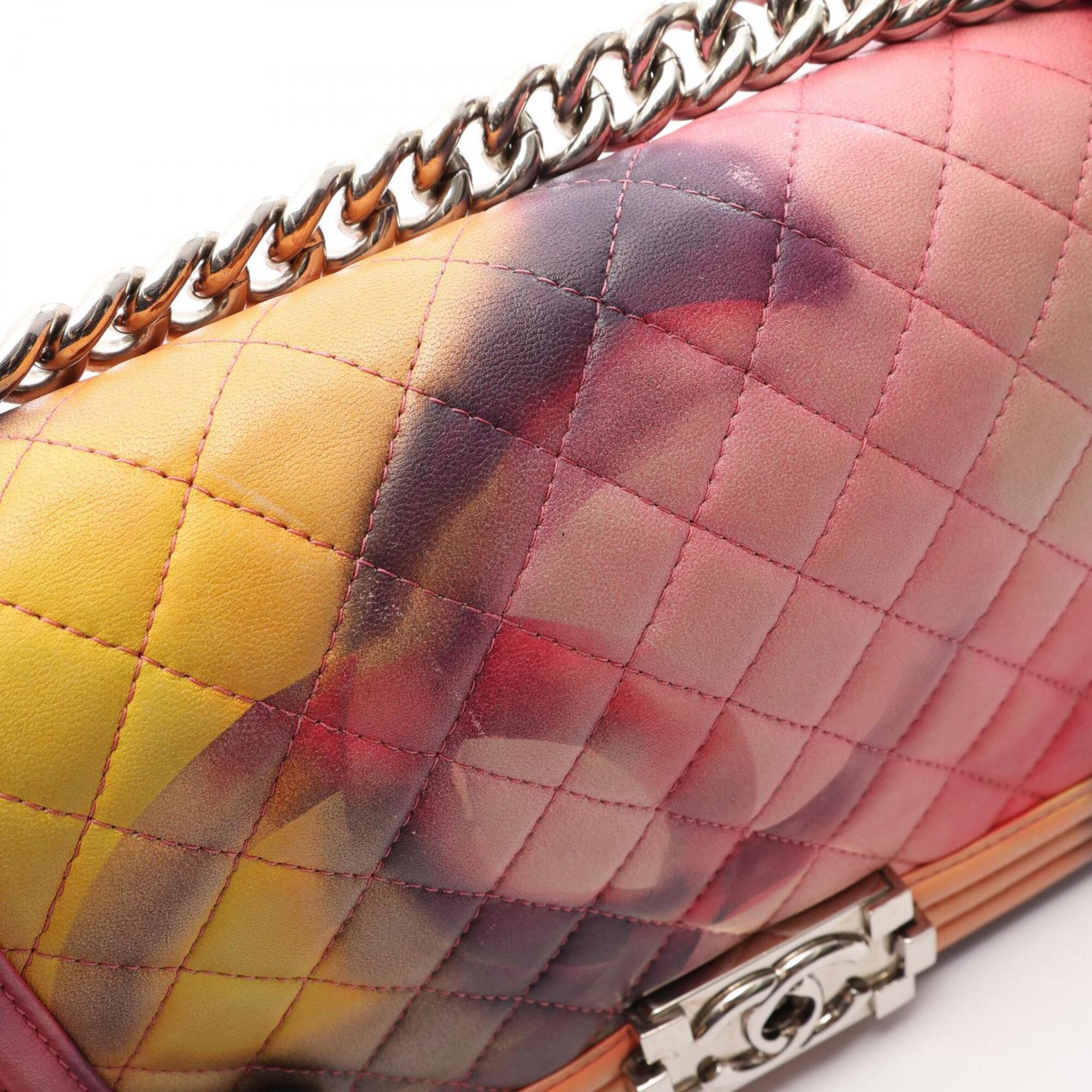Chanel Multi-Color Pink Leather Handbag Shoulder Bag (Pre-Owned)